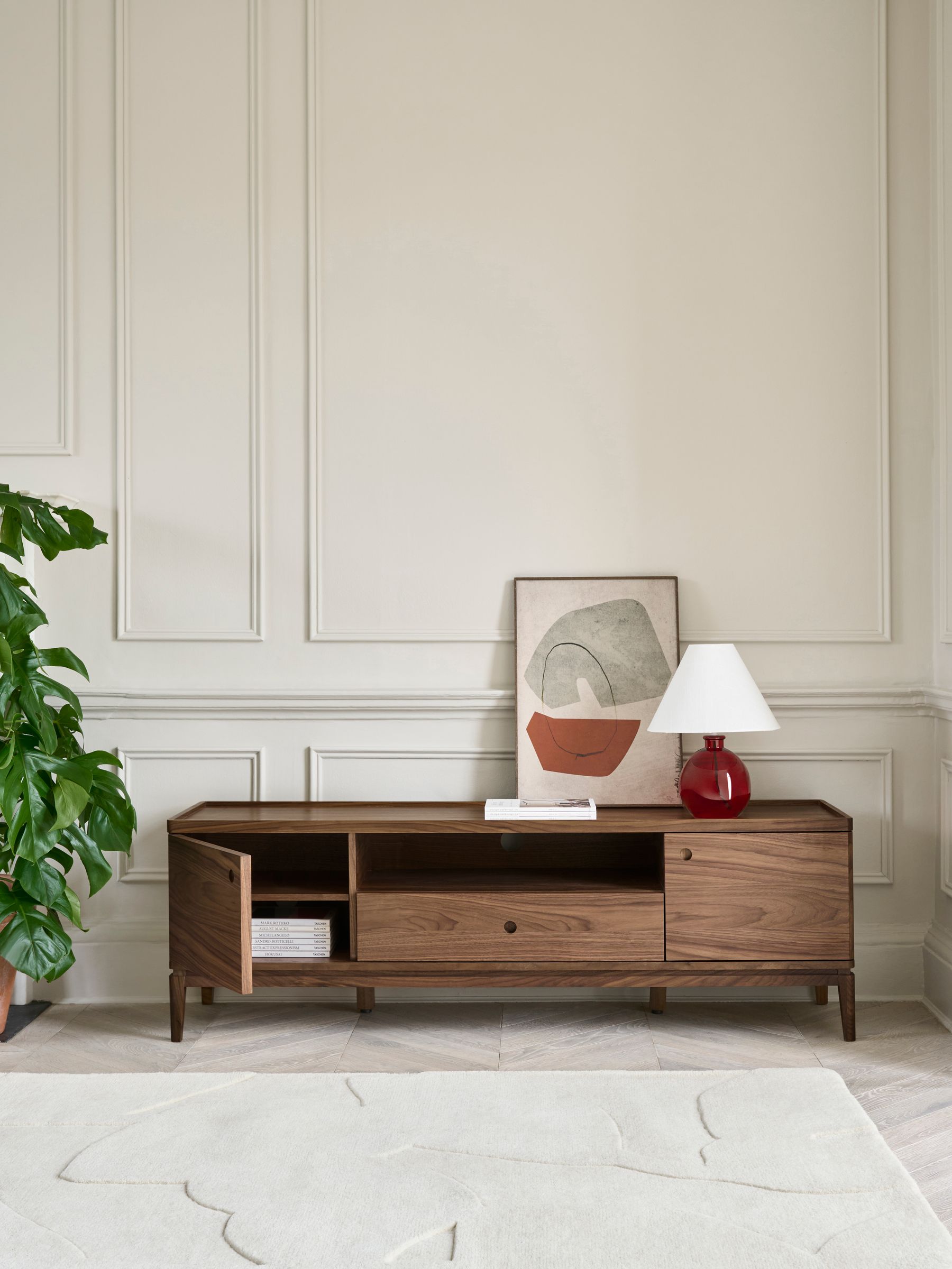 Jasper Conran London Belgrave Walnut Wide TV Unit - Image 1 of 9