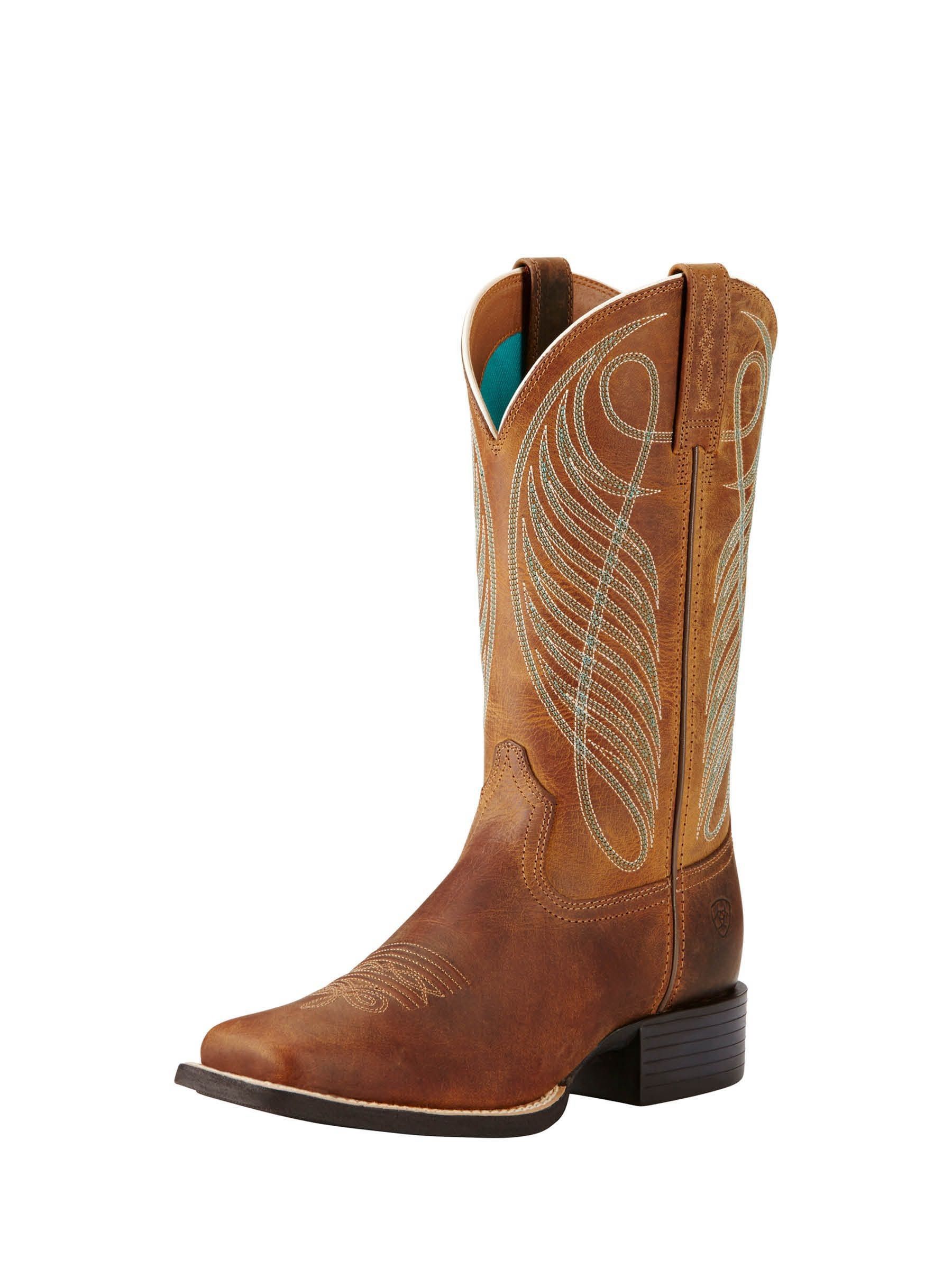 Ariat Brown Ariat Brown Round Up Wide Square Toe Western Boots - Image 2 of 4