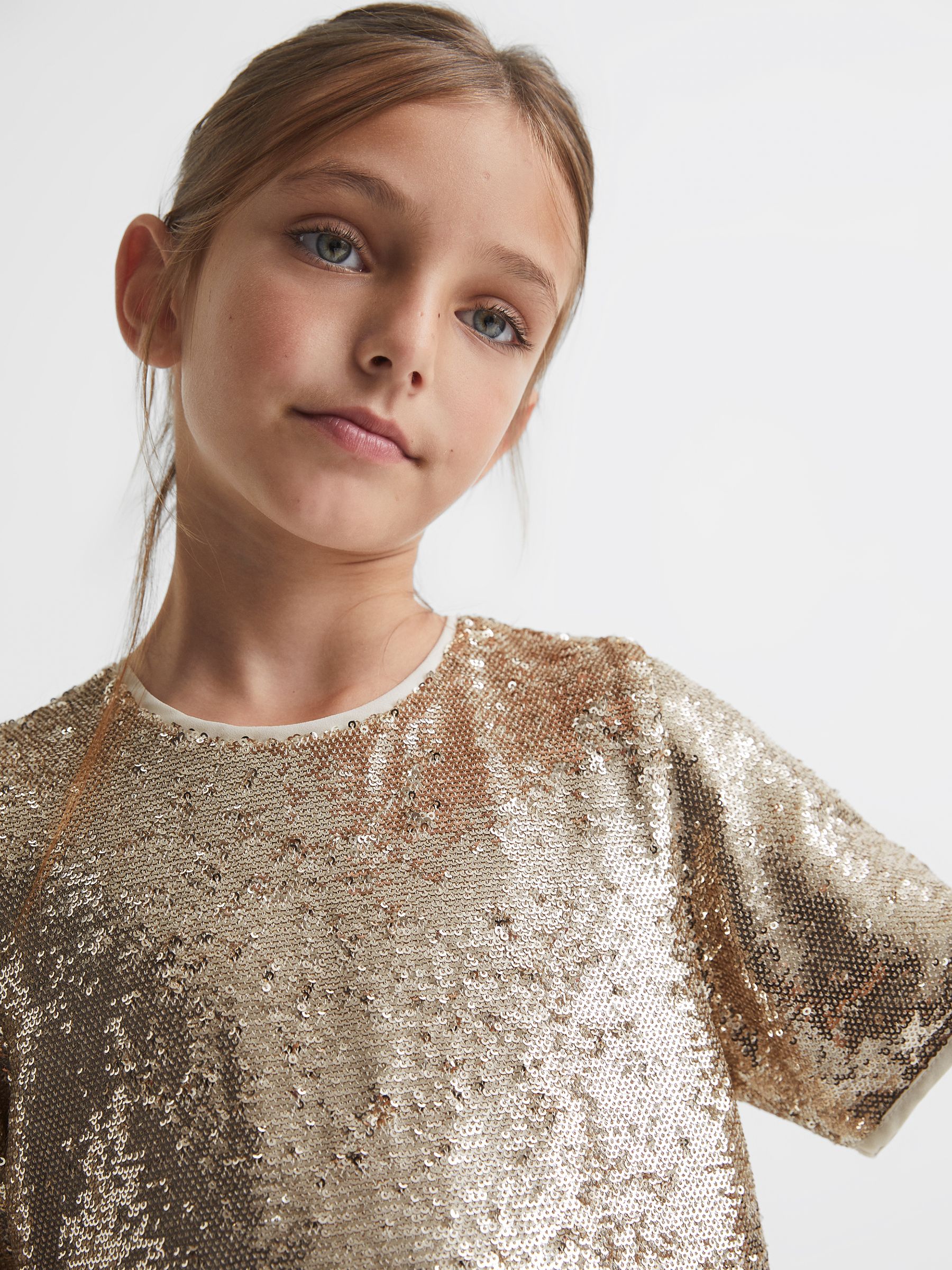 Junior Sequin T-Shirt Blouse in Silver - Image 4 of 7