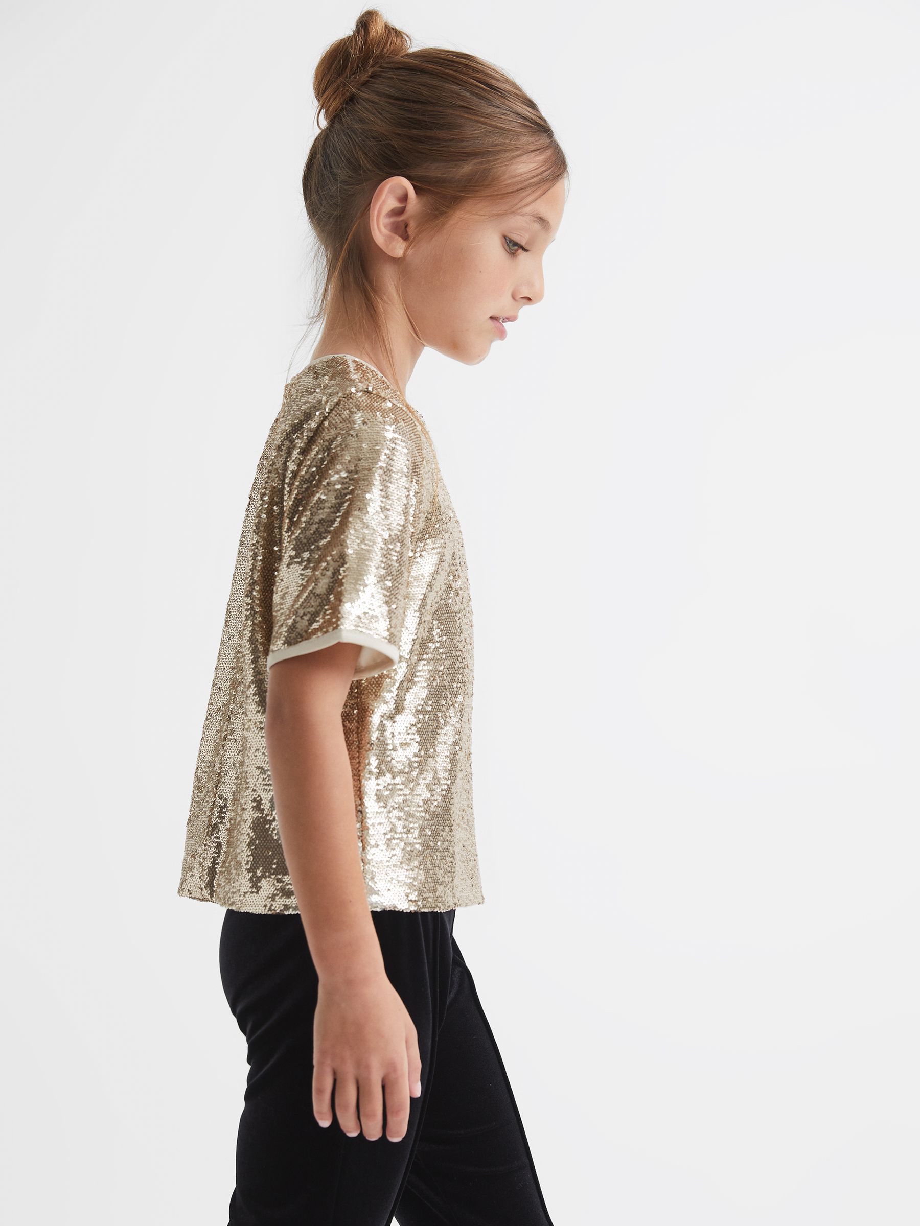 Junior Sequin T-Shirt Blouse in Silver - Image 6 of 7