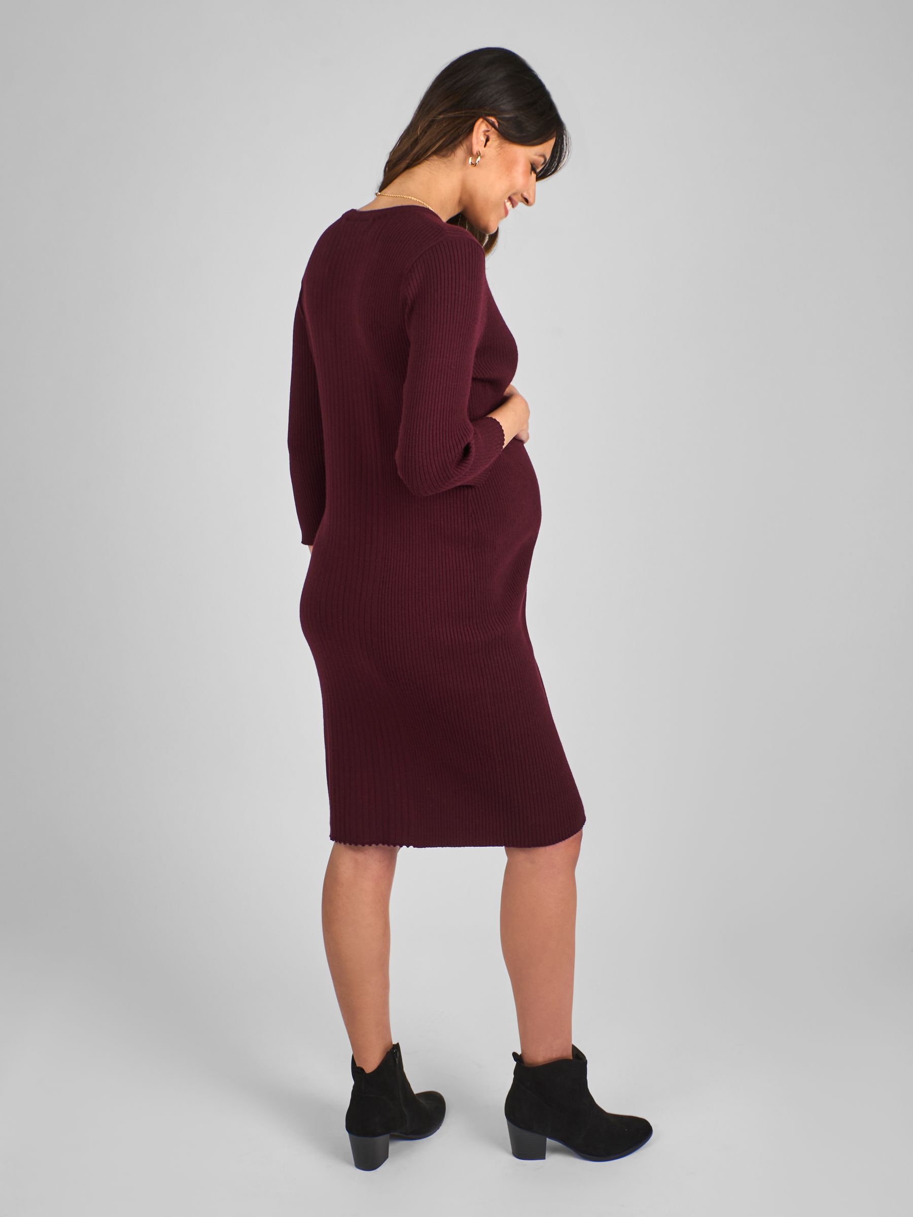Burgundy Red Knitted Maternity Tube Dress - Image 2 of 4