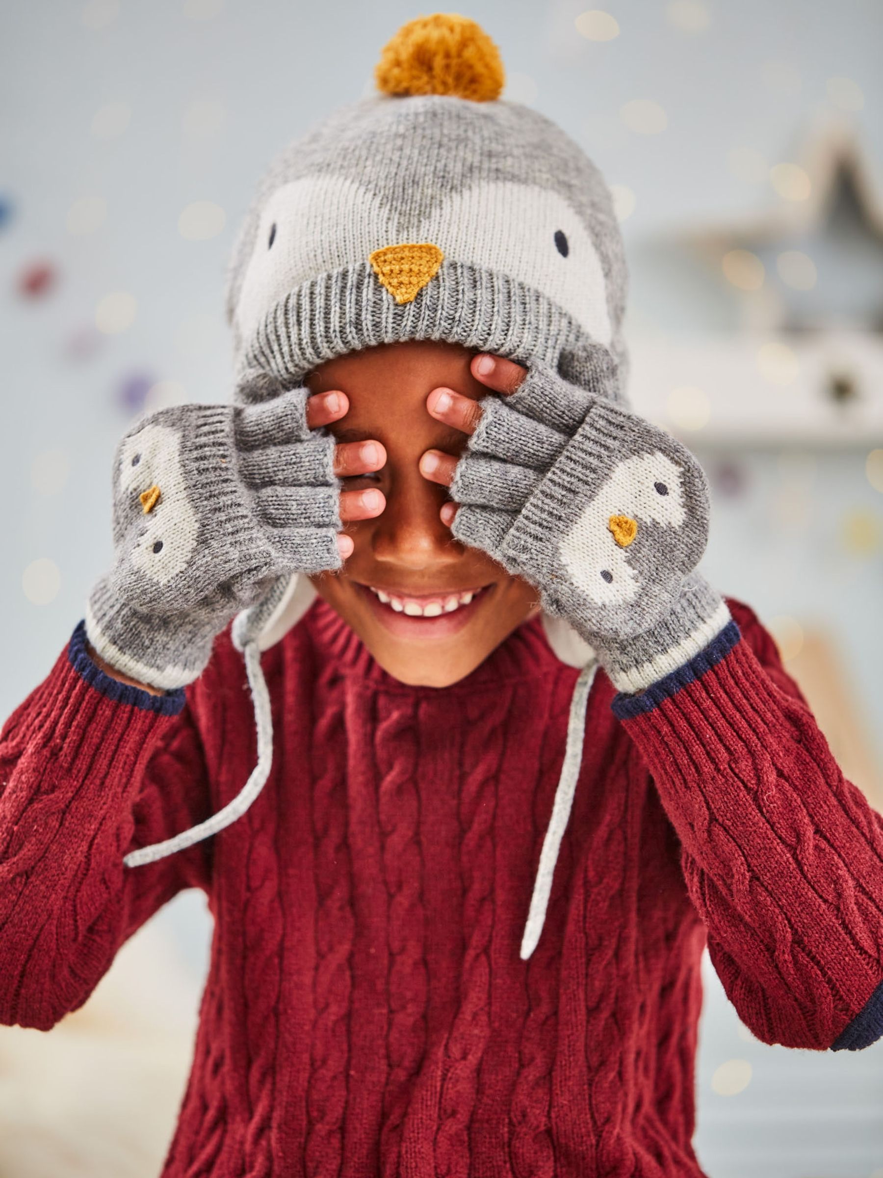 Bonnet Bébé Pingouin Joe Fresh - Laine Acrylique, Pompon - Taille 12-24 Mois - Occasion Très Bon État