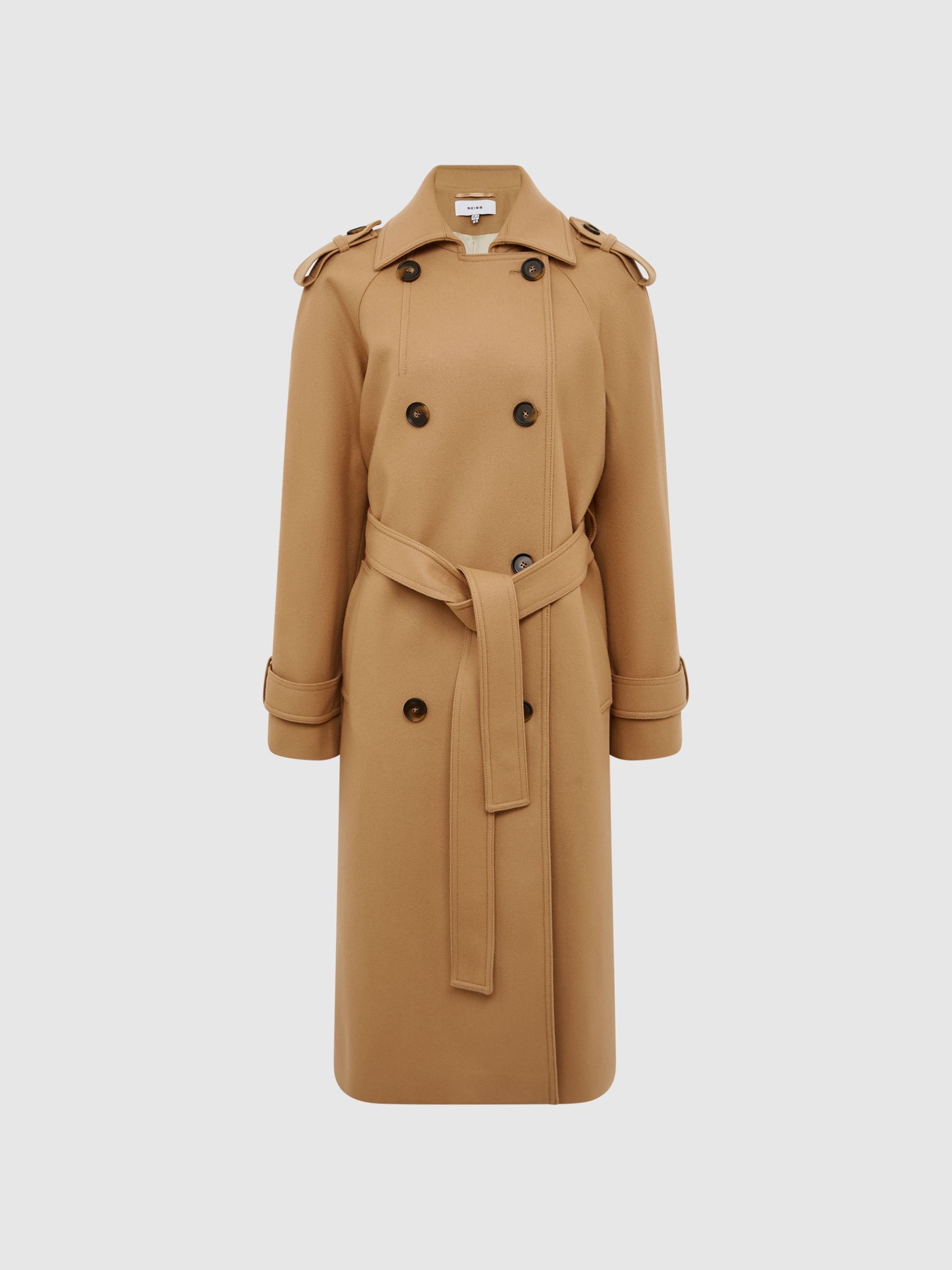 Wool Trench Coat in Camel - Image 2 of 8