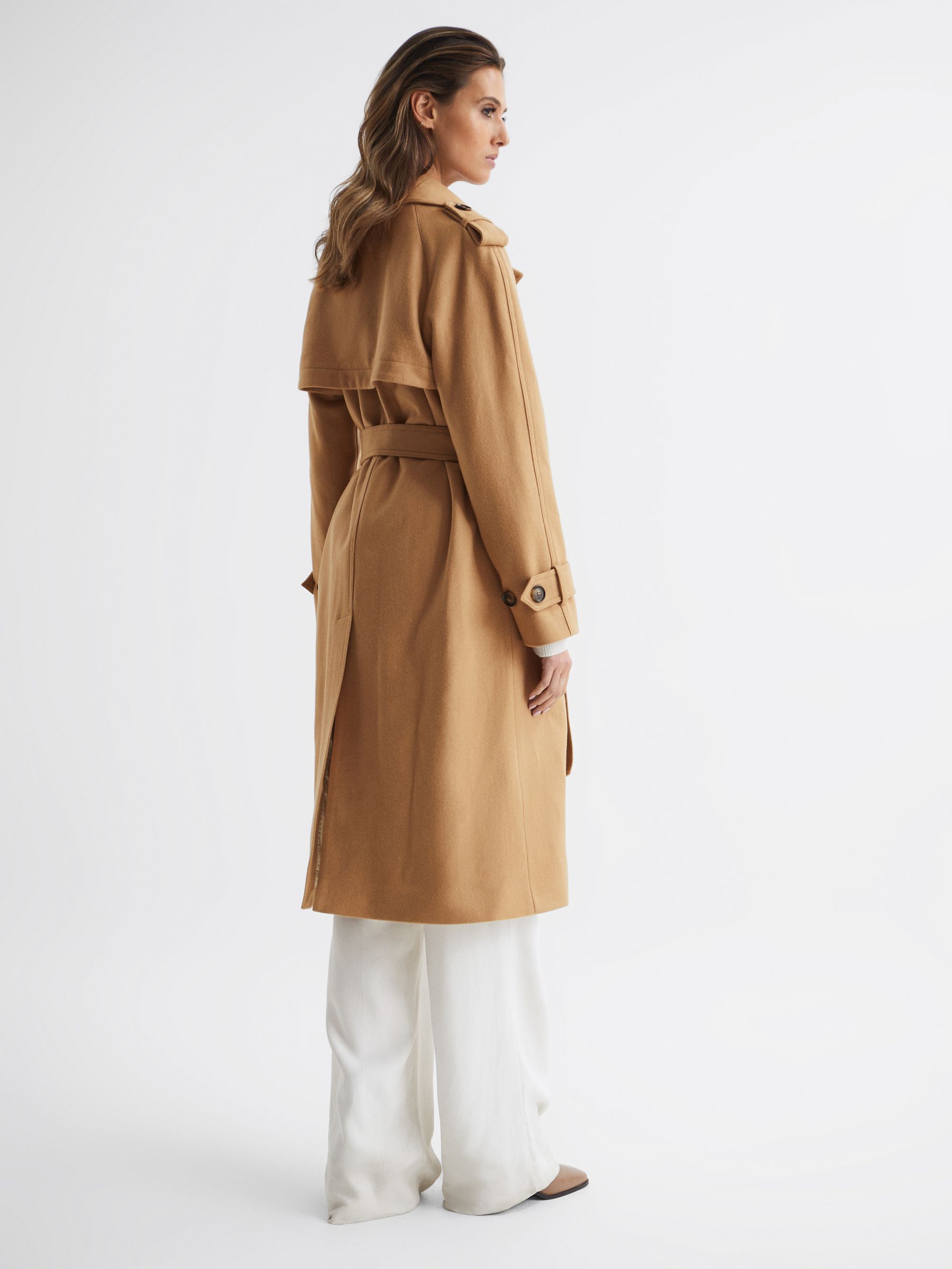 Wool Trench Coat in Camel - Image 5 of 8