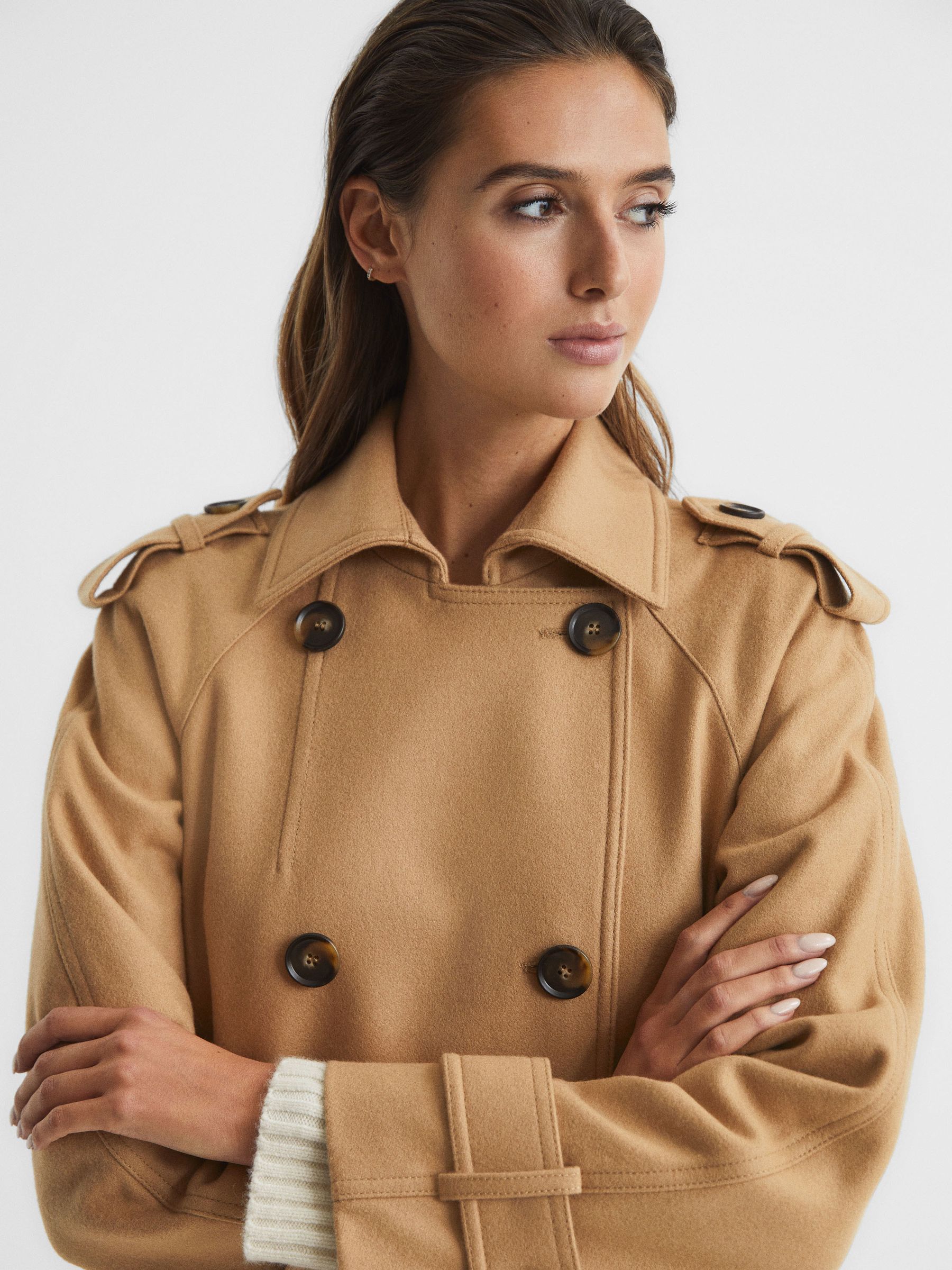 Wool Trench Coat in Camel - Image 8 of 8