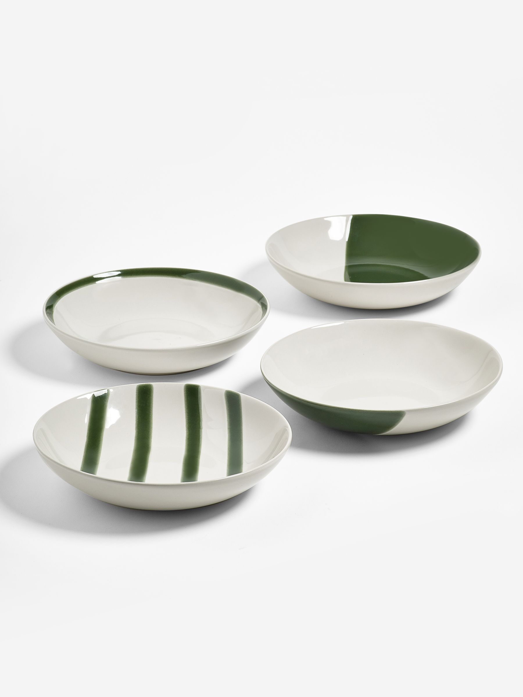 Jasper Conran London Green Abstract Set of 4 Pasta Bowls | Made