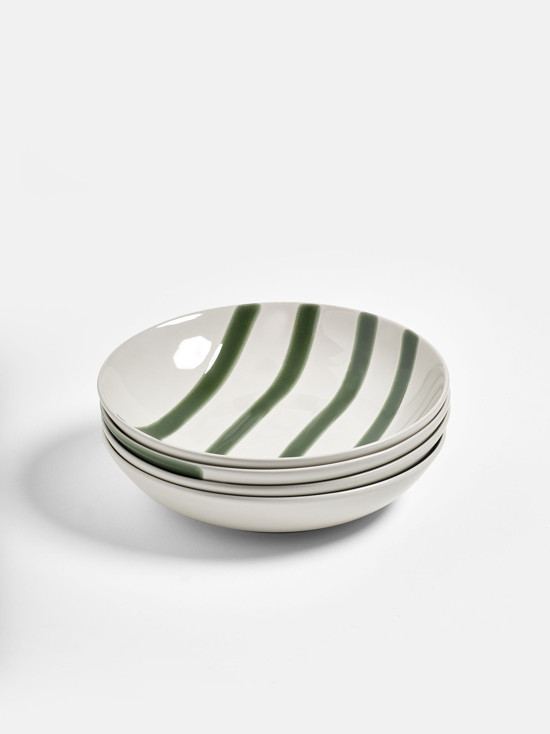 Jasper Conran London Green Abstract Set of 4 Pasta Bowls - Image 3 of 3