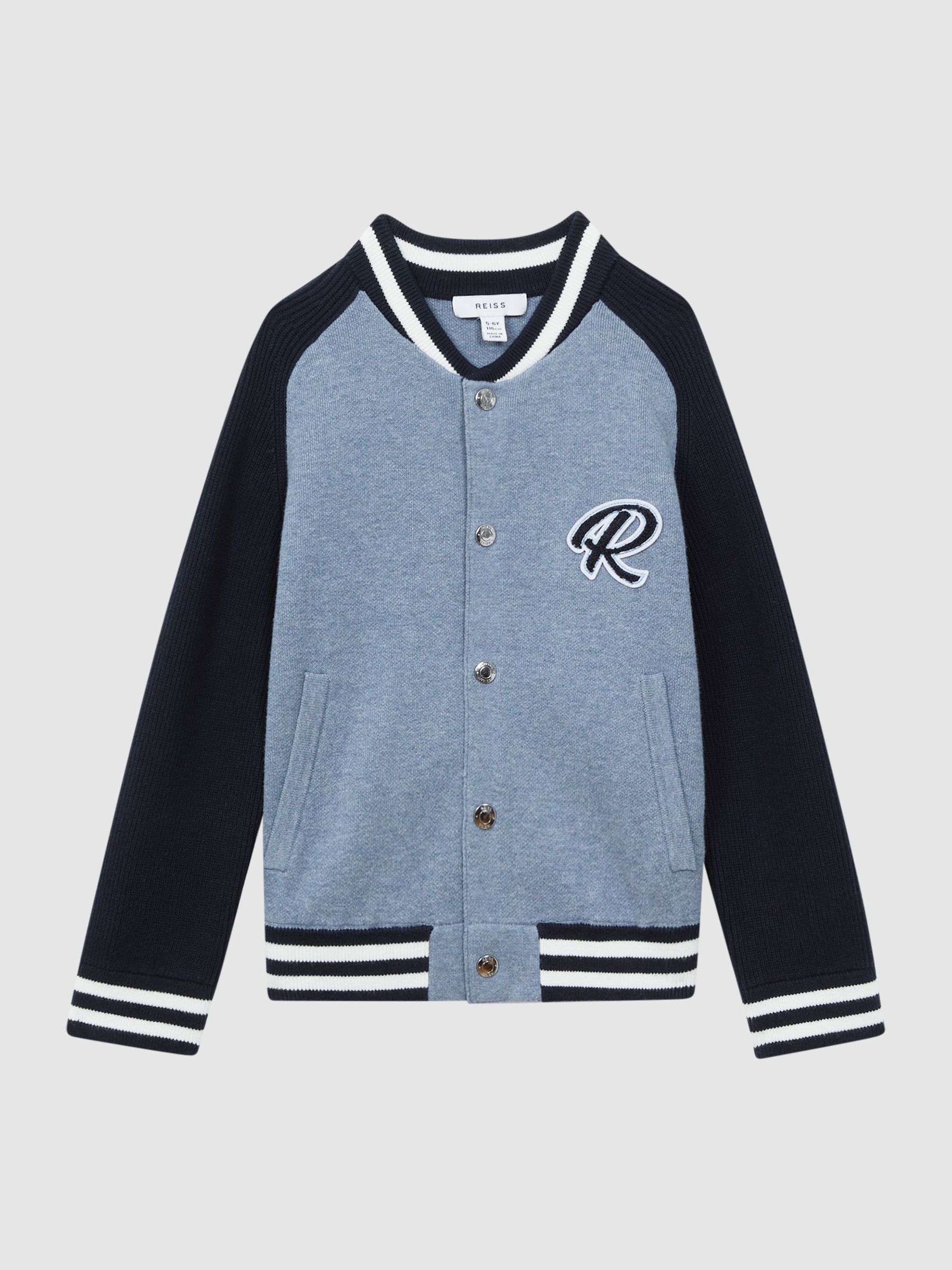 Senior Varsity Bomber Jacket in Blue Melange - Image 2 of 6