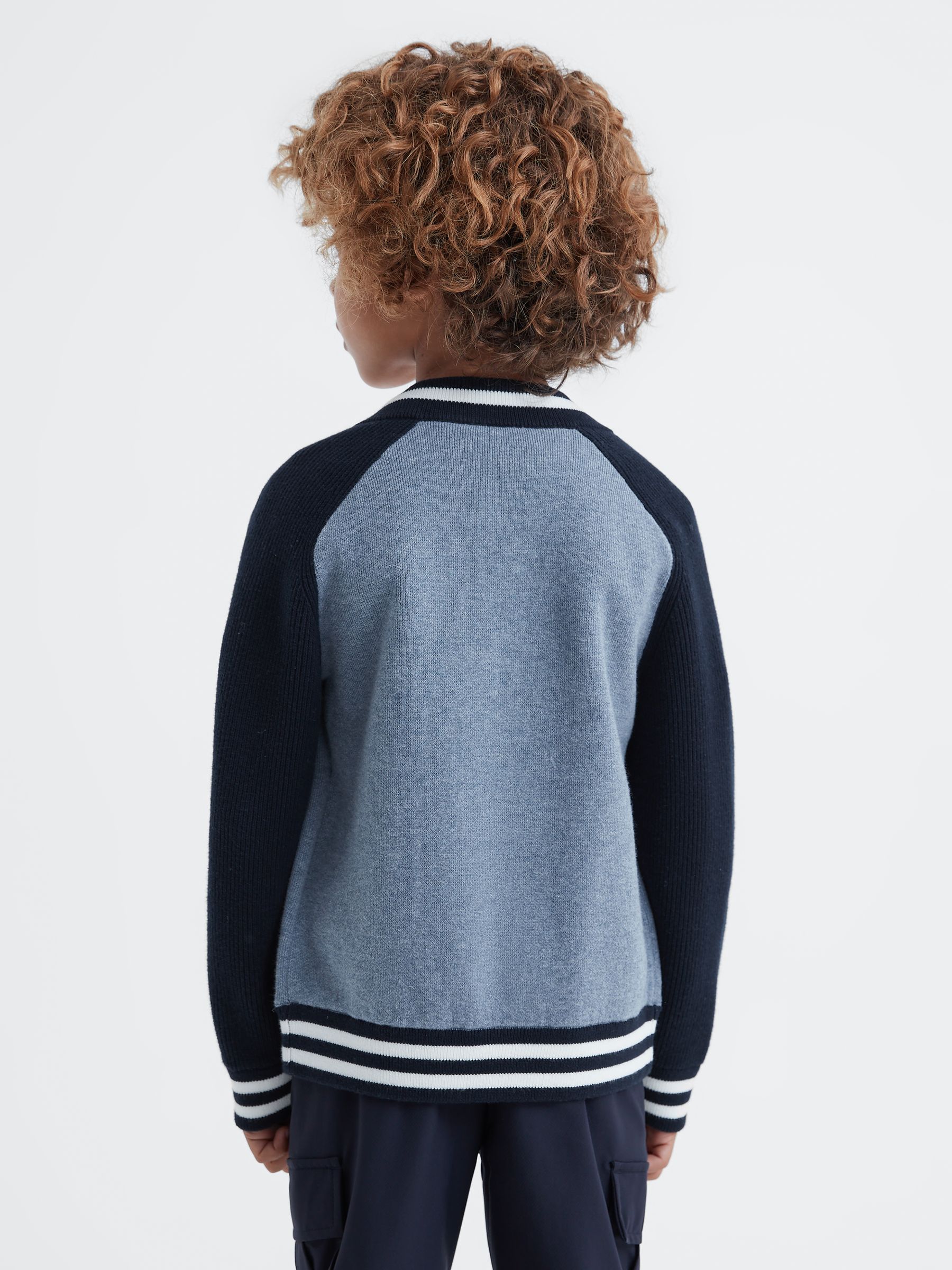 Senior Varsity Bomber Jacket in Blue Melange - Image 5 of 6