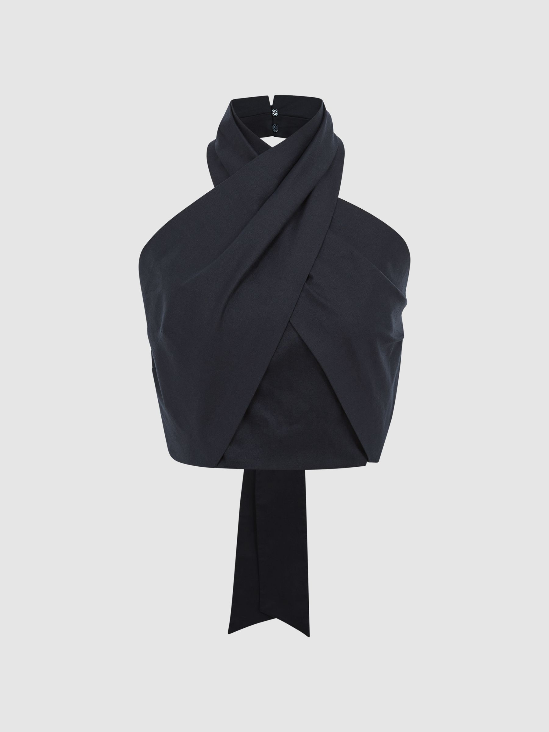 Halter Occasion Top in Navy - Image 2 of 7