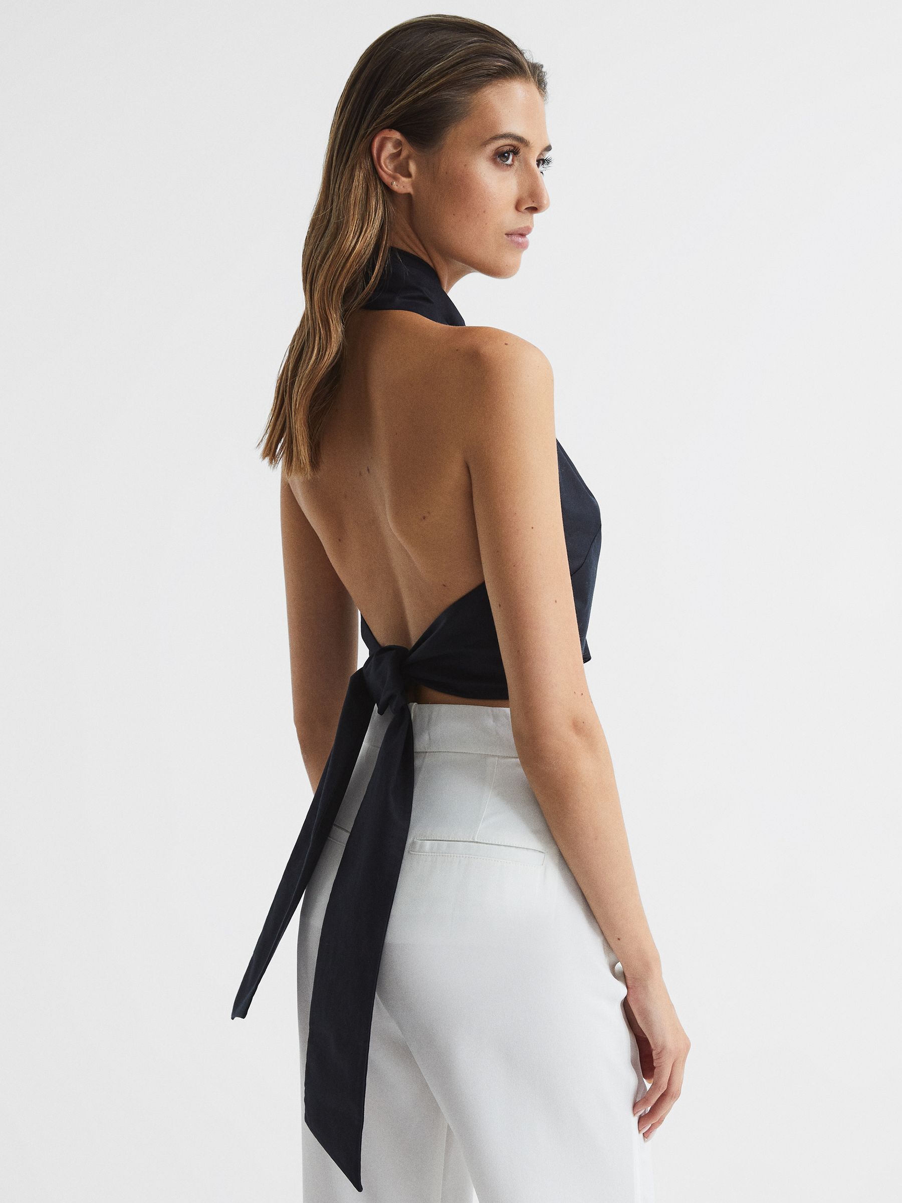 Halter Occasion Top in Navy - Image 5 of 7