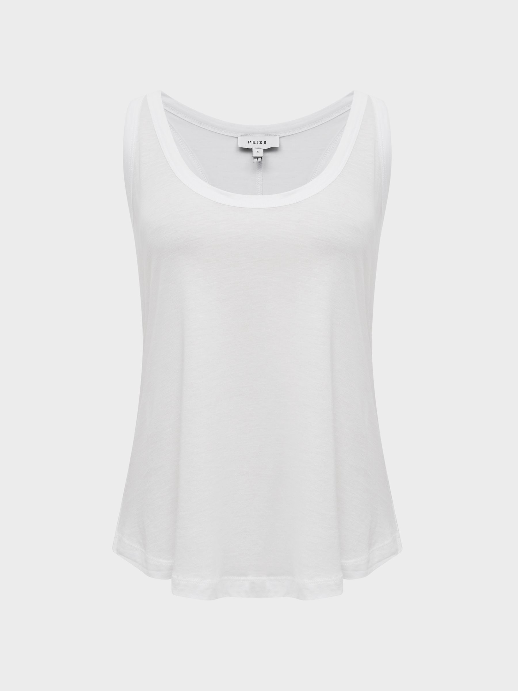 Racer Back Pima Cotton Vest in White - Image 2 of 6