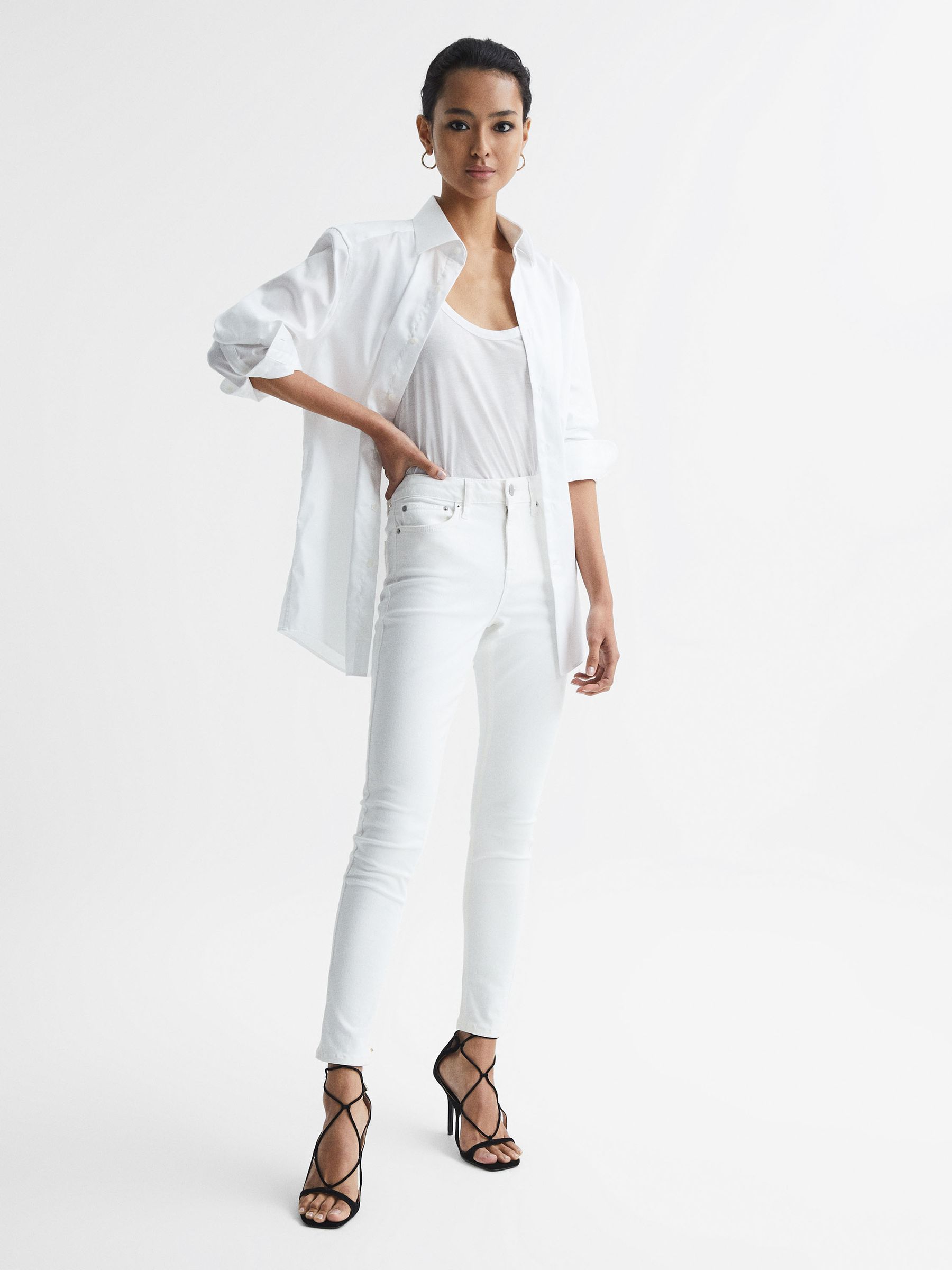 Racer Back Pima Cotton Vest in White - Image 3 of 6