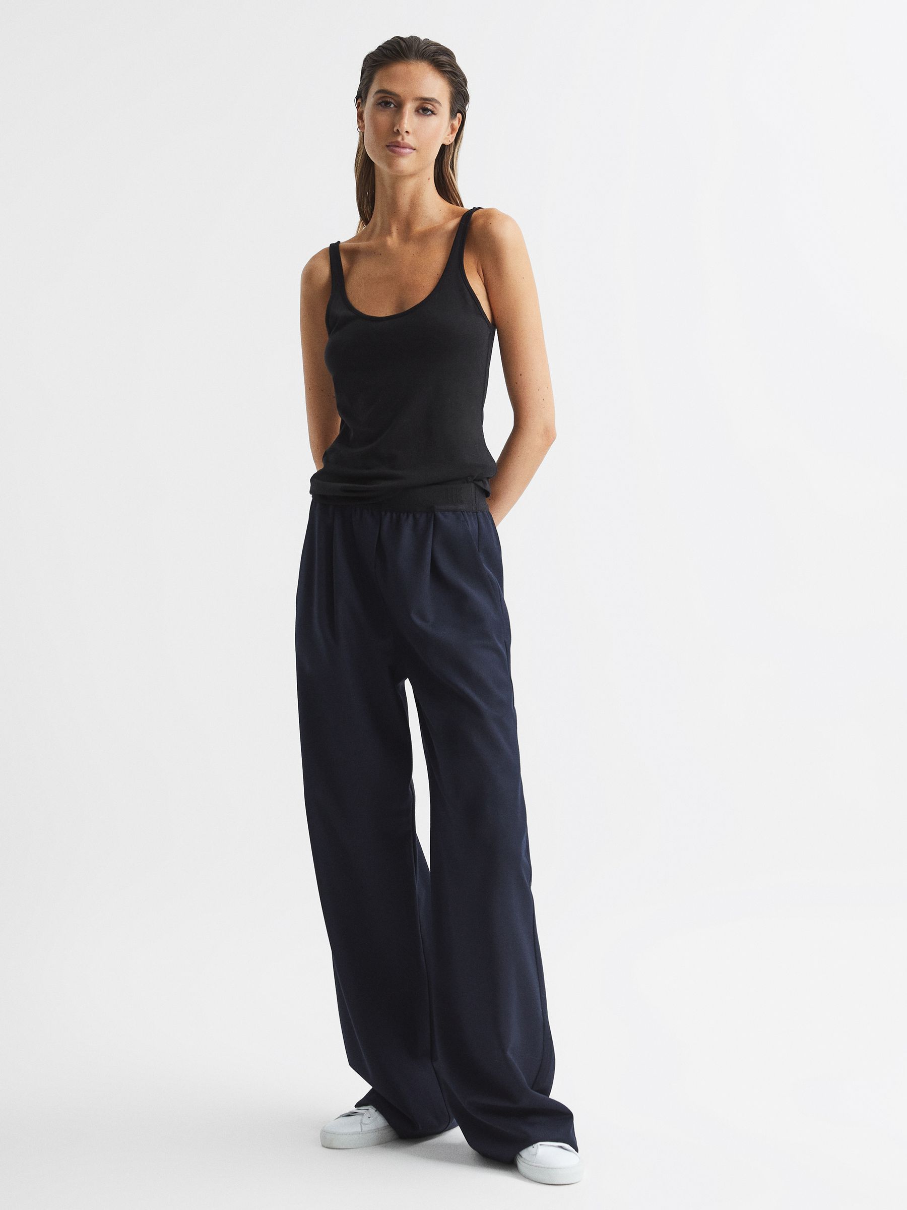 Scoop Neck Second Skin Vest Top in Black - Image 3 of 6