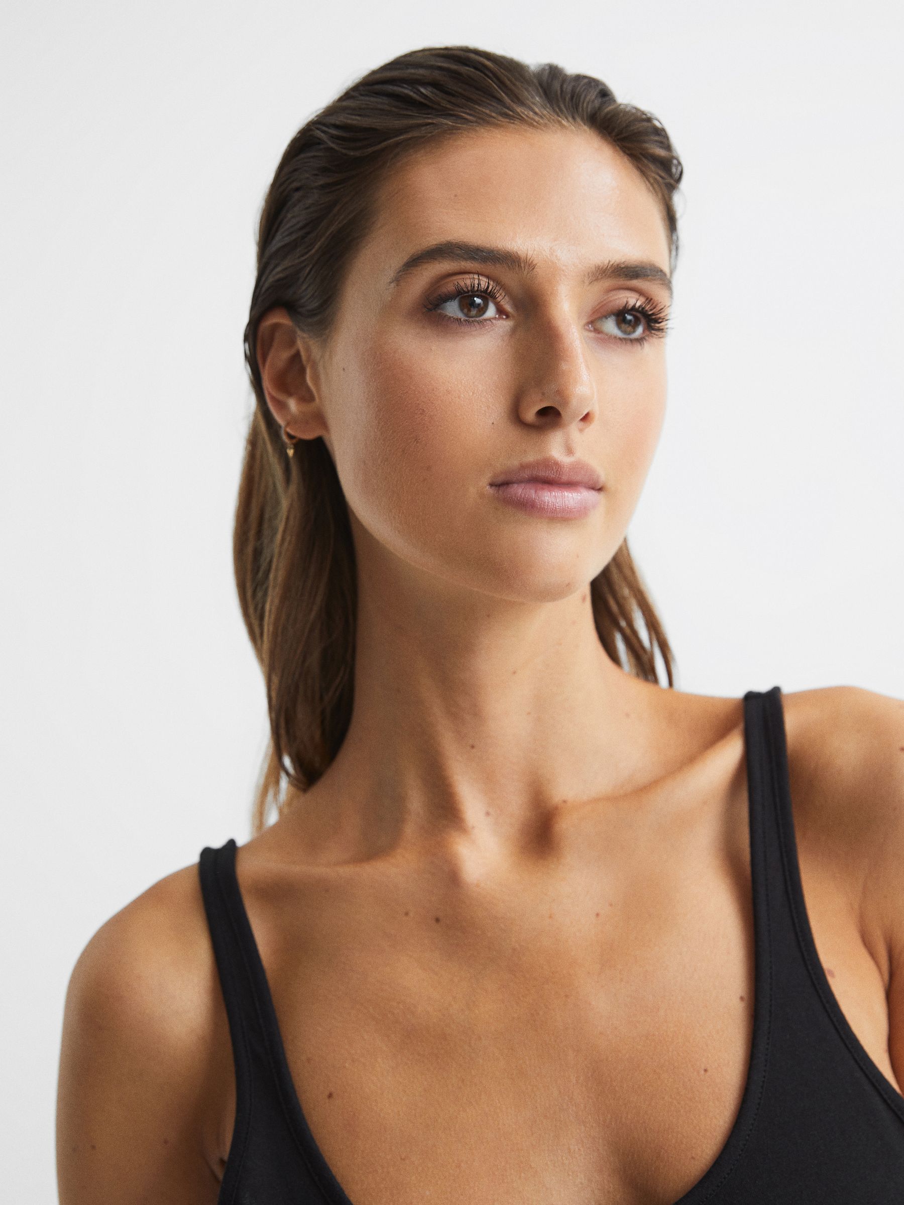 Scoop Neck Second Skin Vest Top in Black - Image 4 of 6