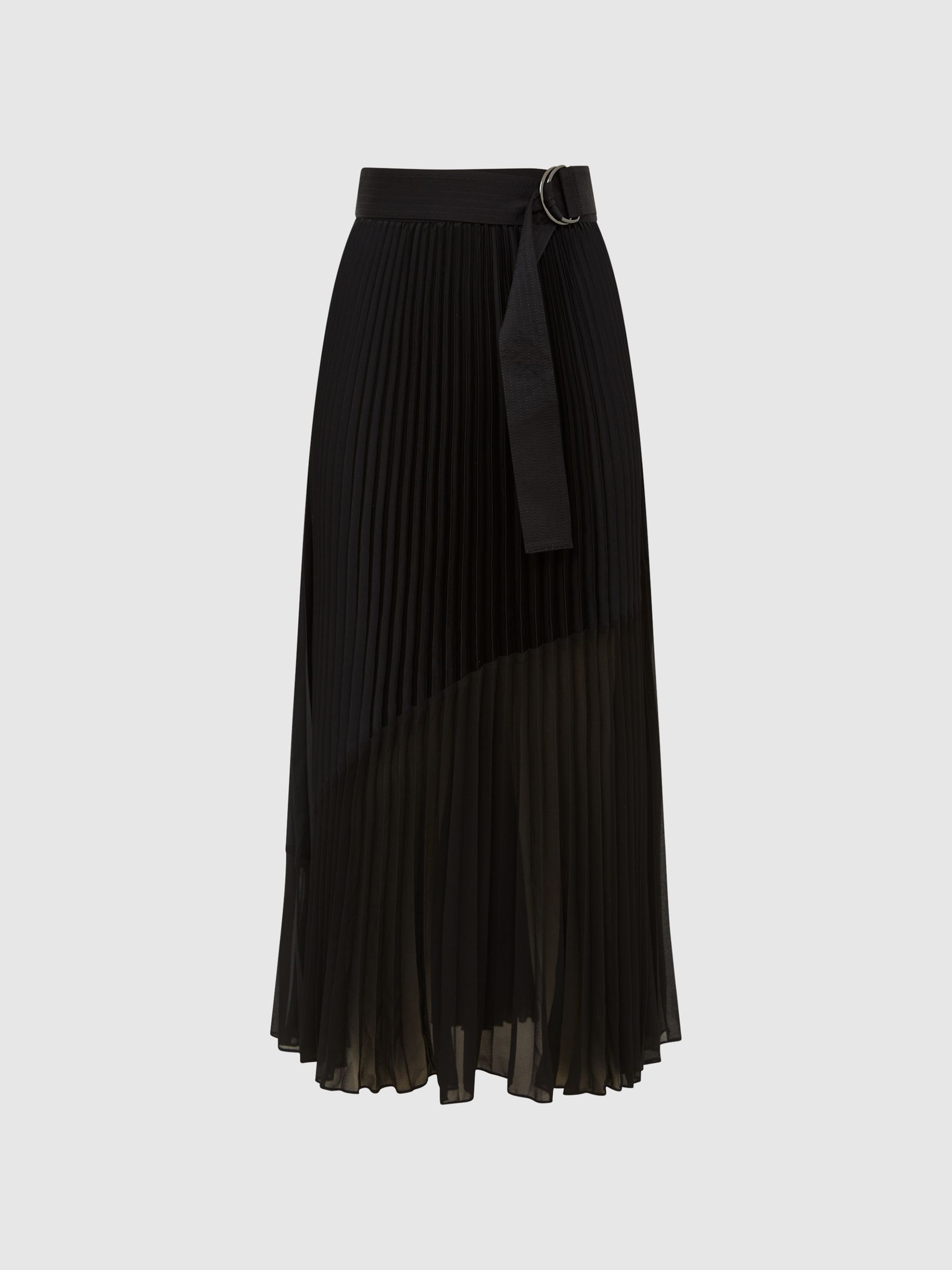 Pleated Midi Skirt in Black - Image 2 of 6
