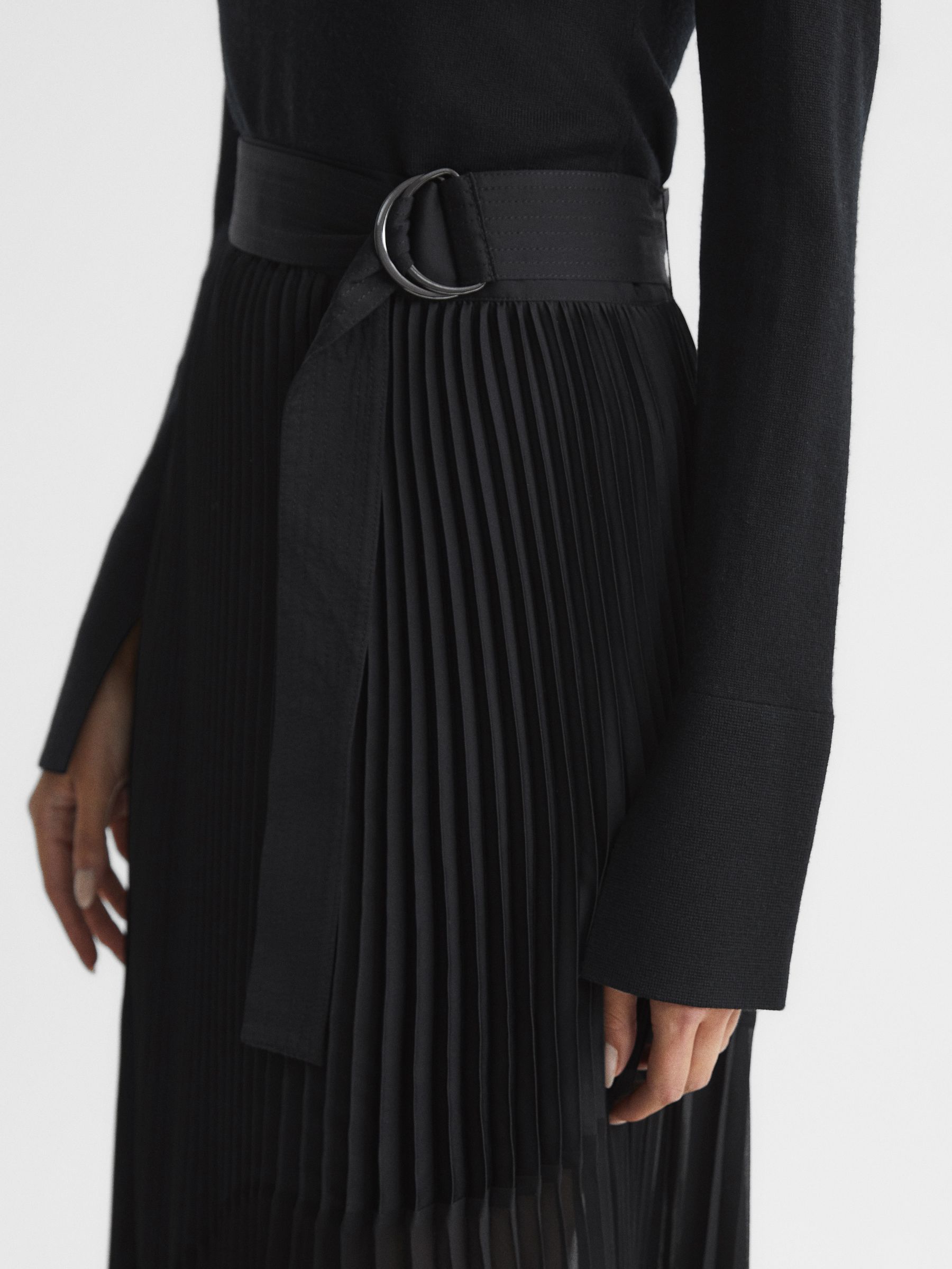 Pleated Midi Skirt in Black - Image 4 of 6
