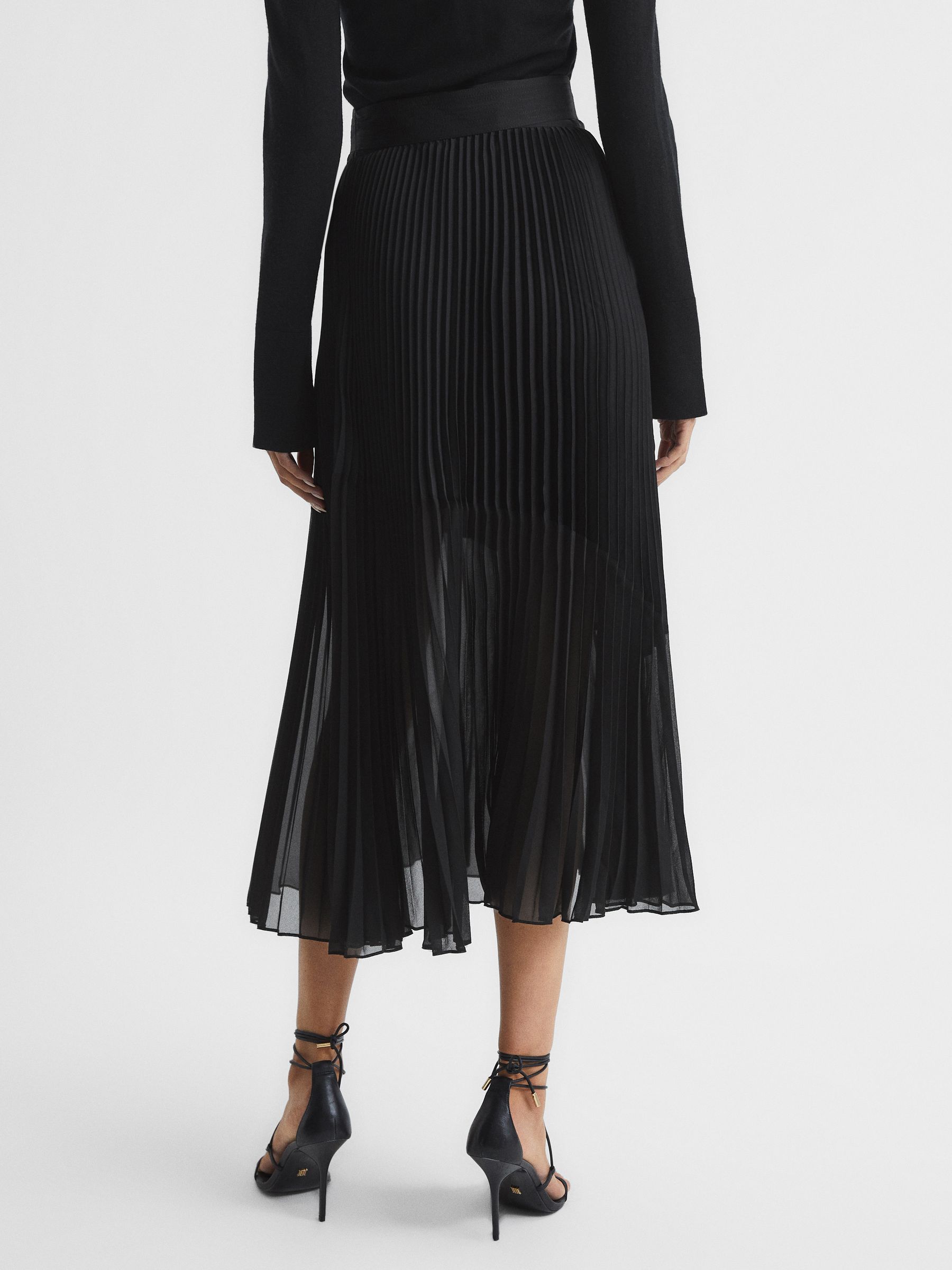 Pleated Midi Skirt in Black - Image 5 of 6