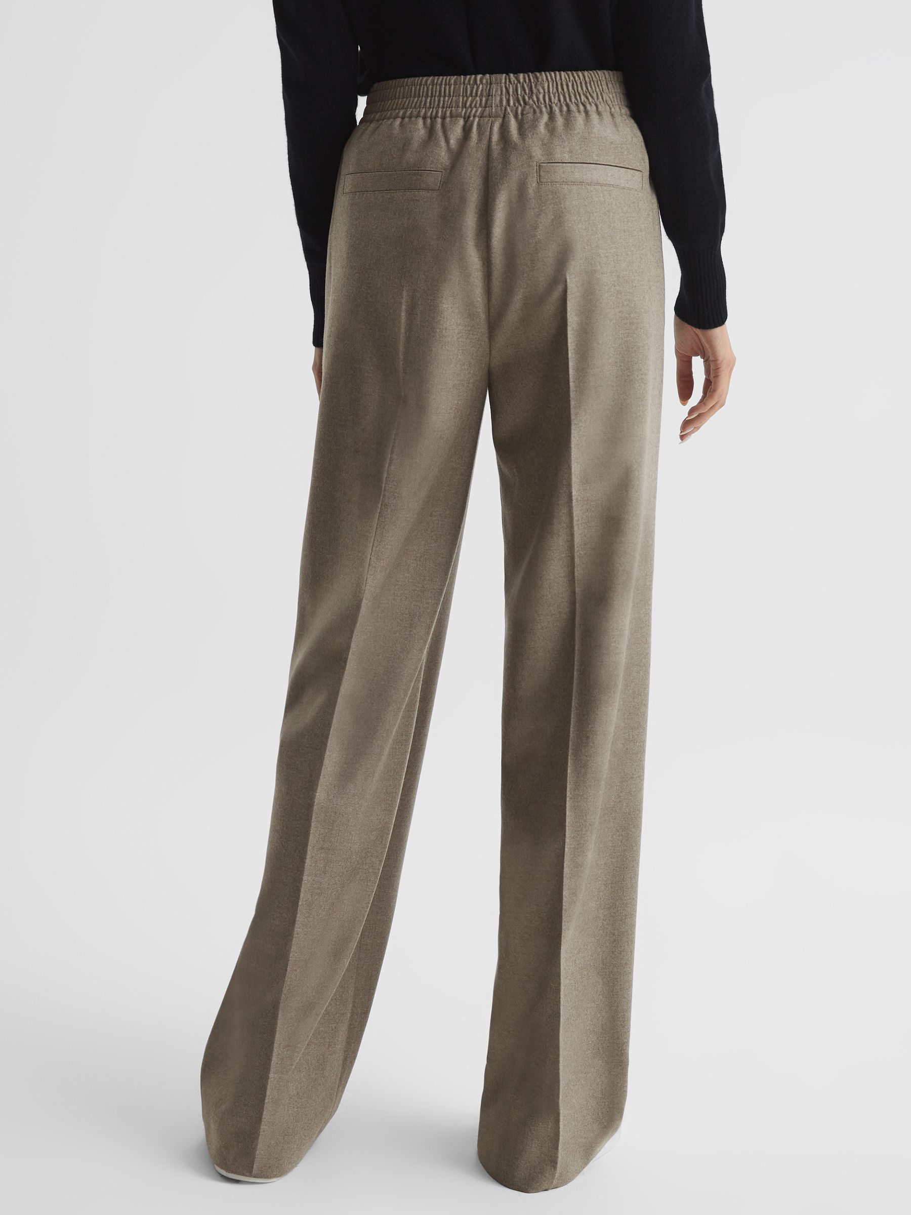 Premium Wide Leg Wool Trousers in Taupe - Image 5 of 7