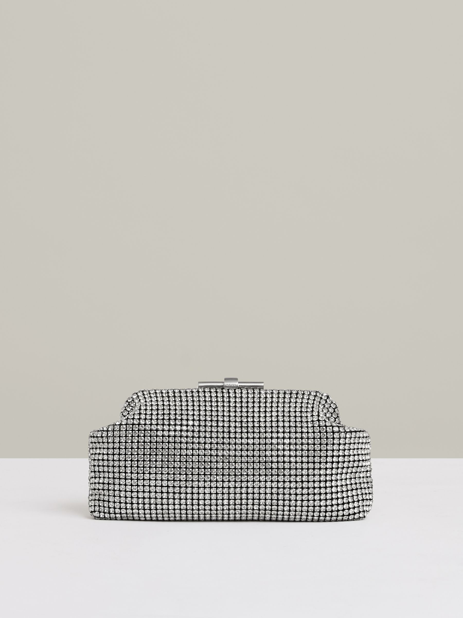 Embellished Clutch Bag in Silver - Image 1 of 6