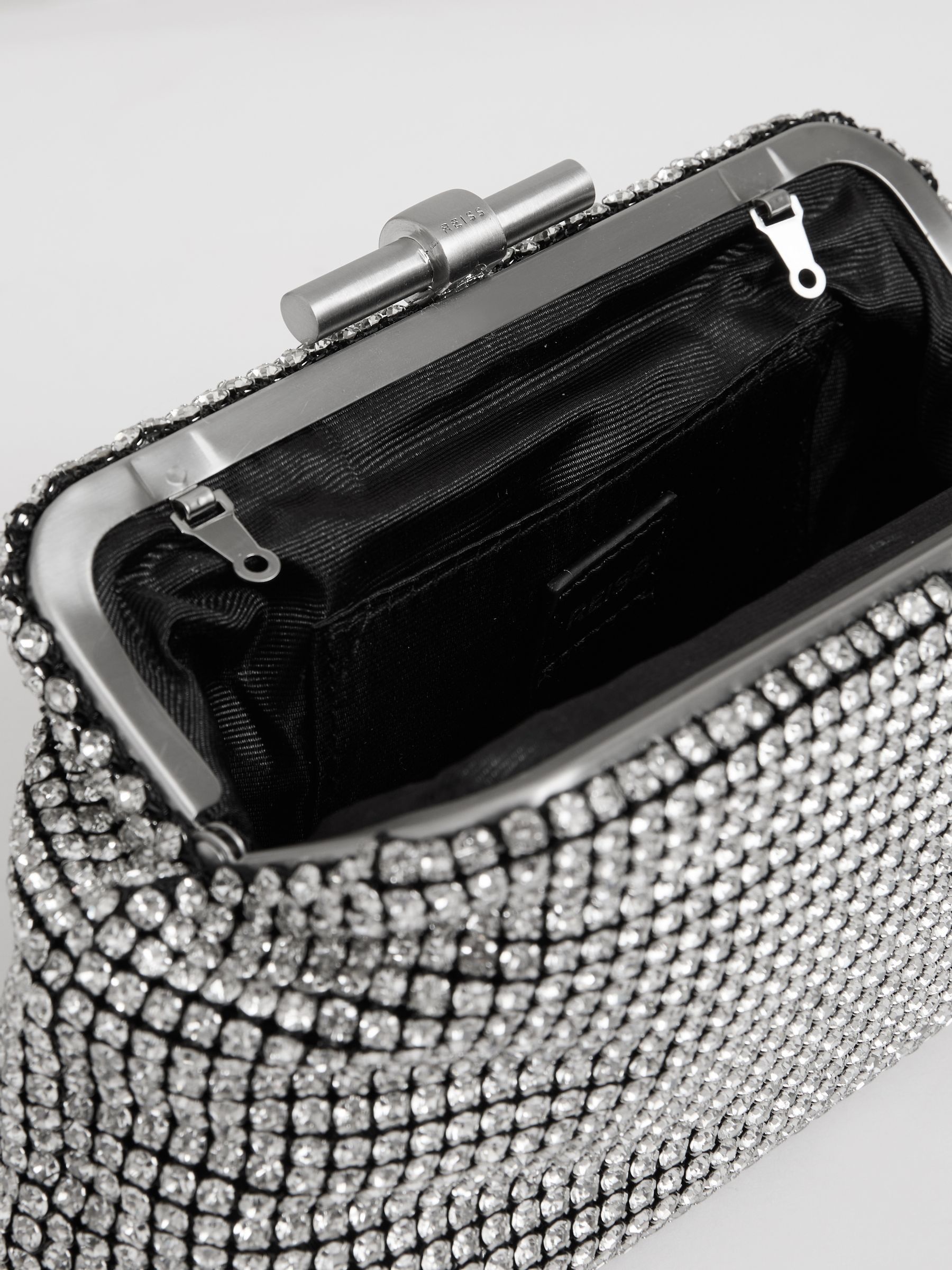 Embellished Clutch Bag in Silver - Image 3 of 6