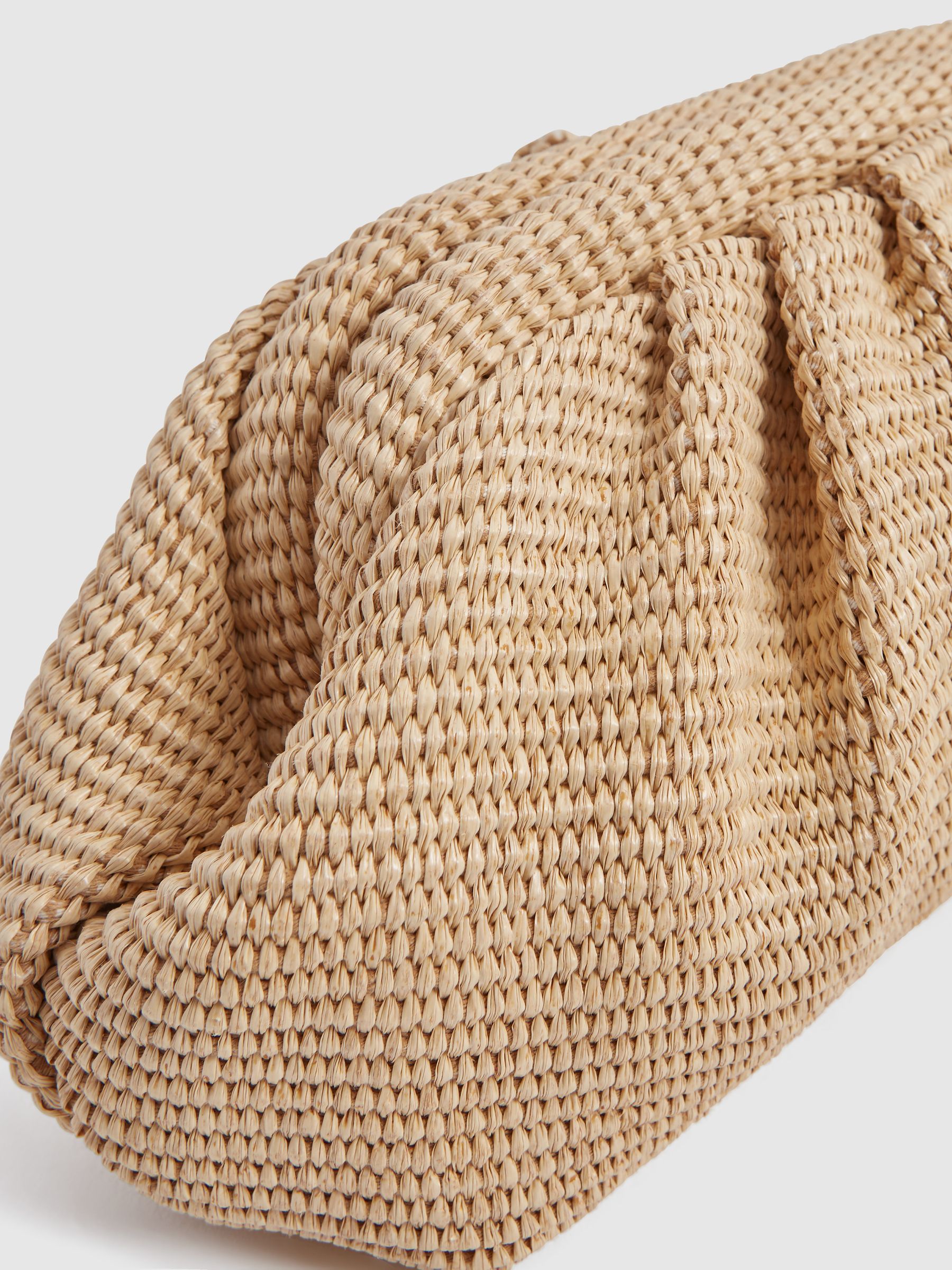 Raffia Ruched Clutch Bag in Neutral - Image 6 of 7