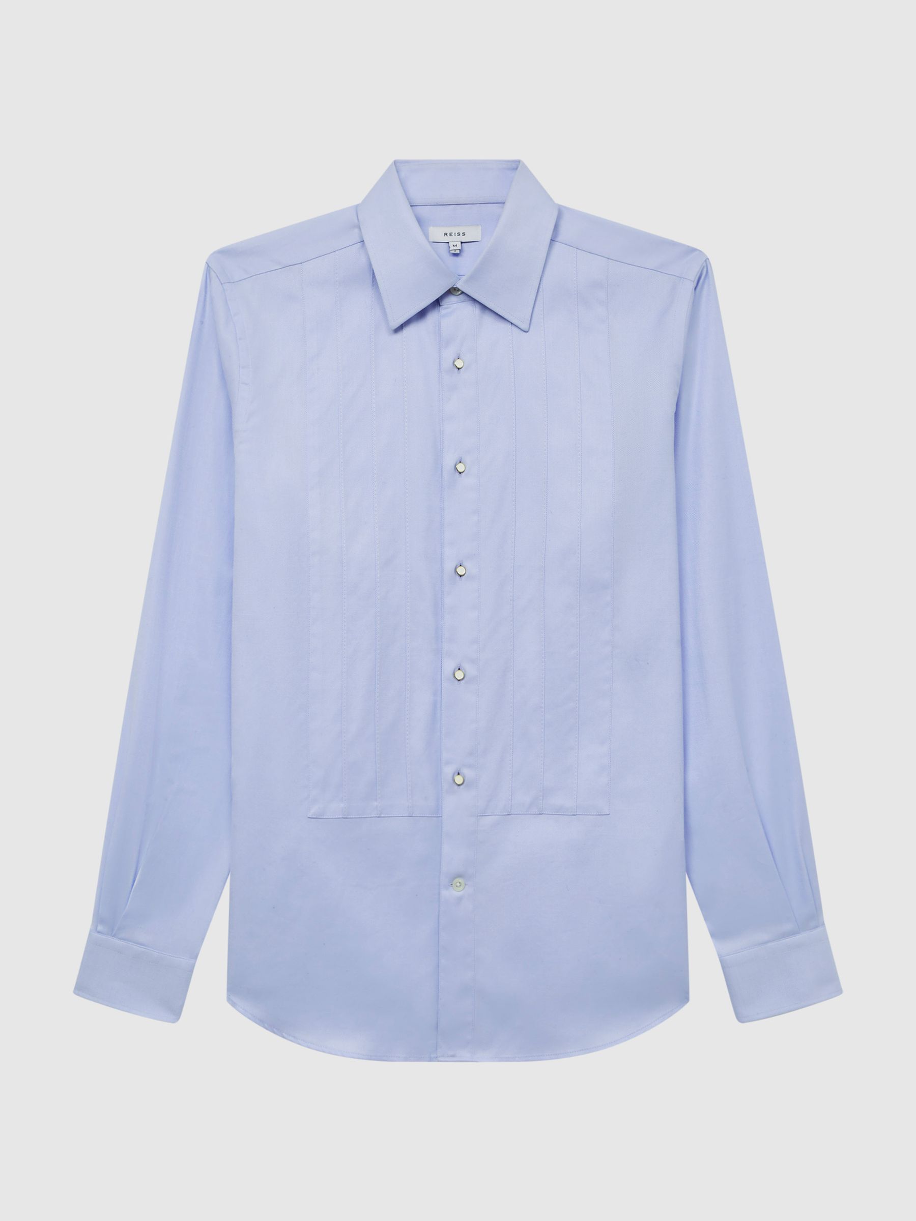 Pleated Bib Slim Fit Formal Dinner Shirt in Soft Blue - Image 7 of 7