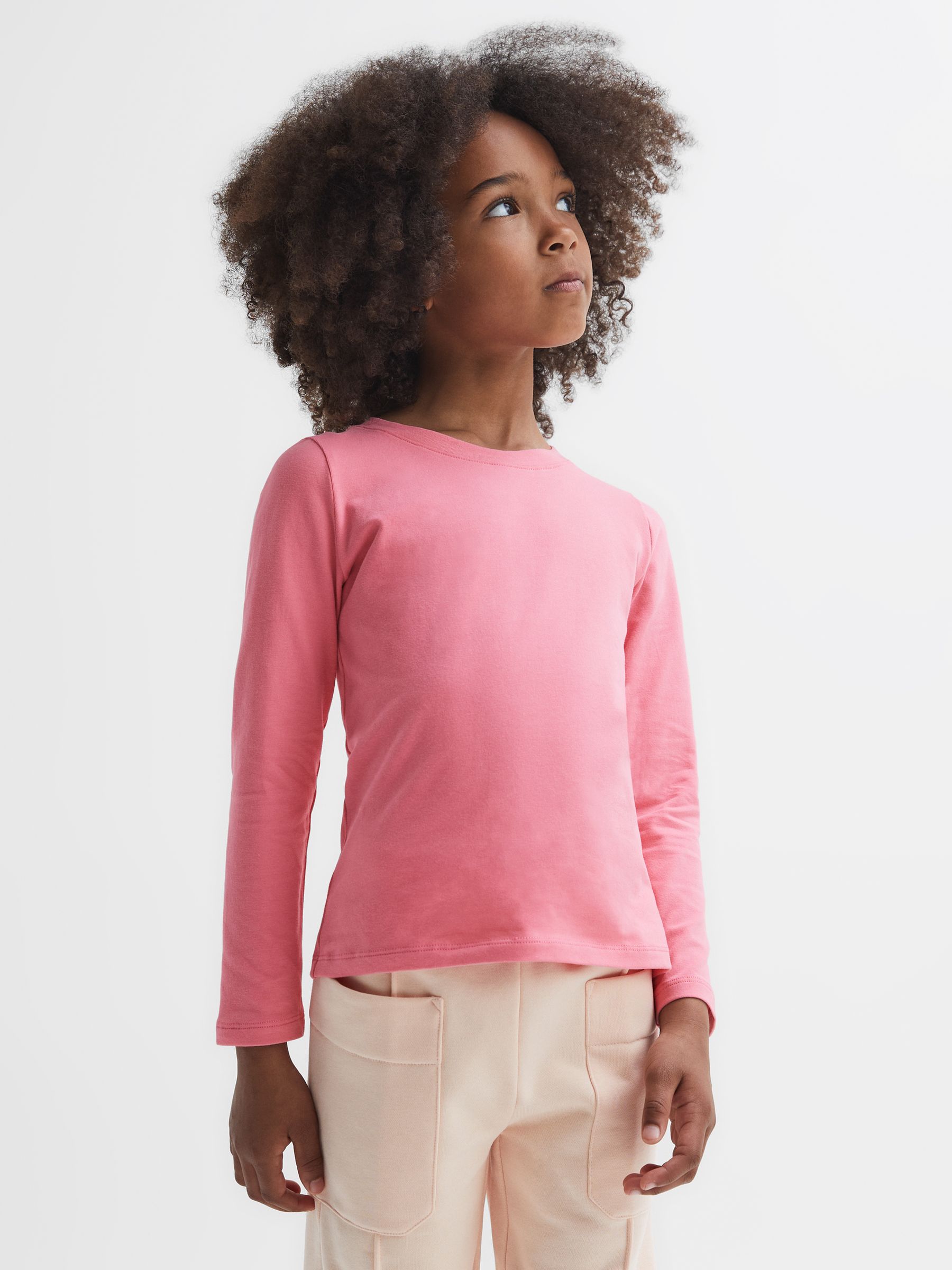 9-14 yrs Long Sleeve Crew Neck T-Shirt in Pink - Image 1 of 5