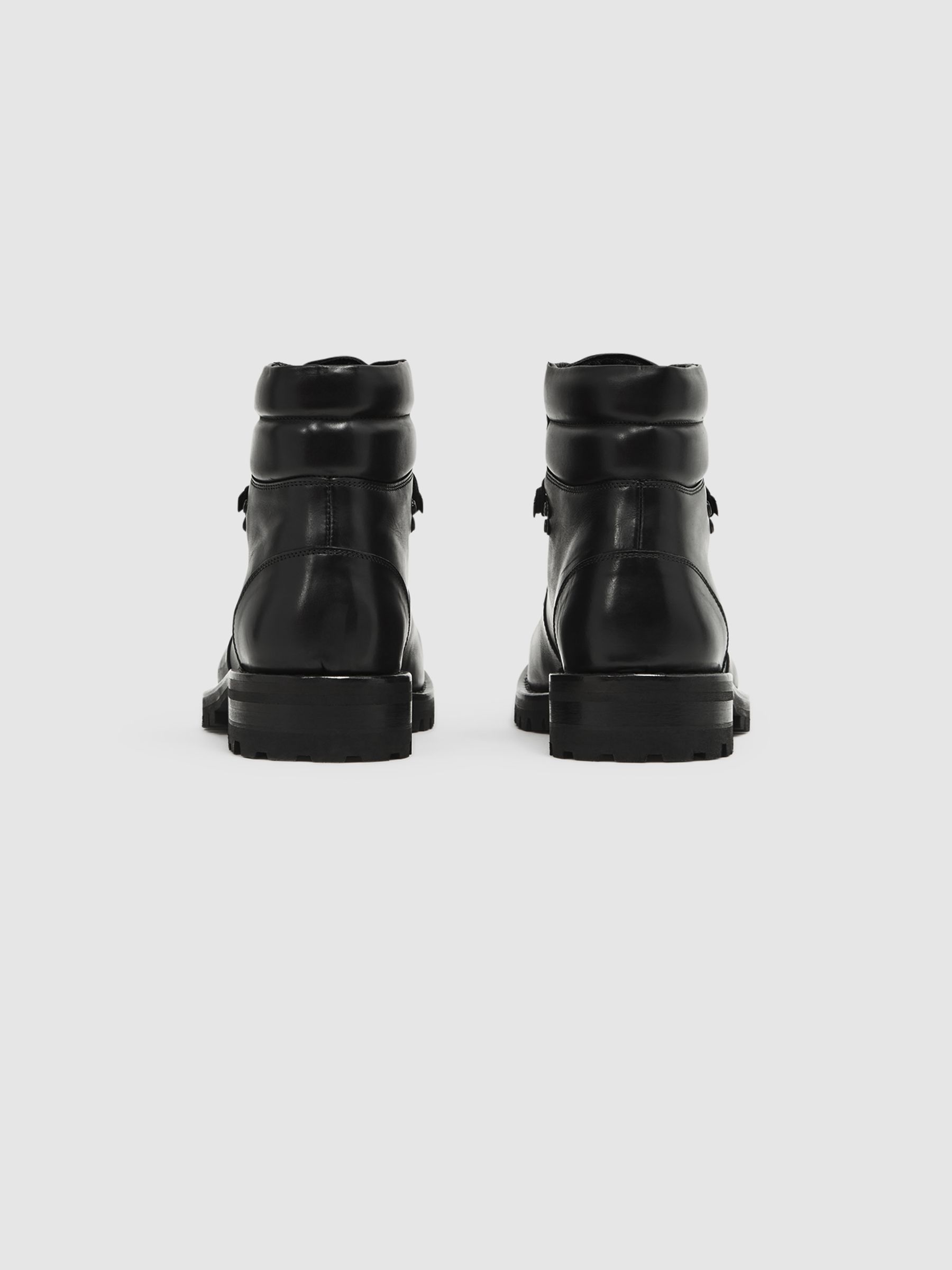Leather Hiking Boots in Black - Image 5 of 7