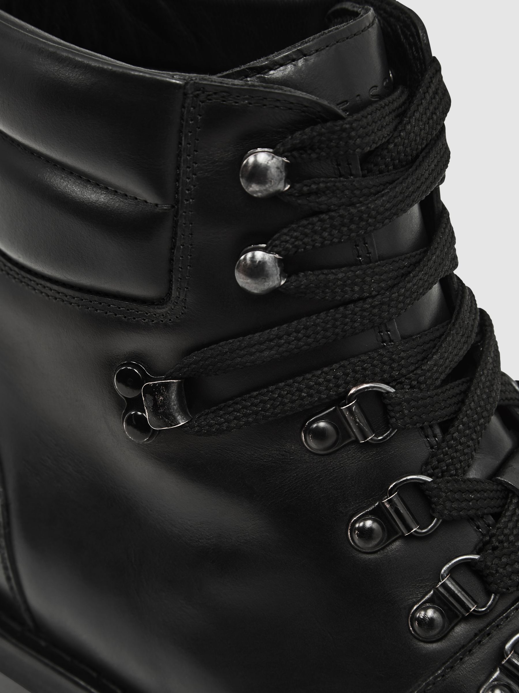 Leather Hiking Boots in Black - Image 6 of 7