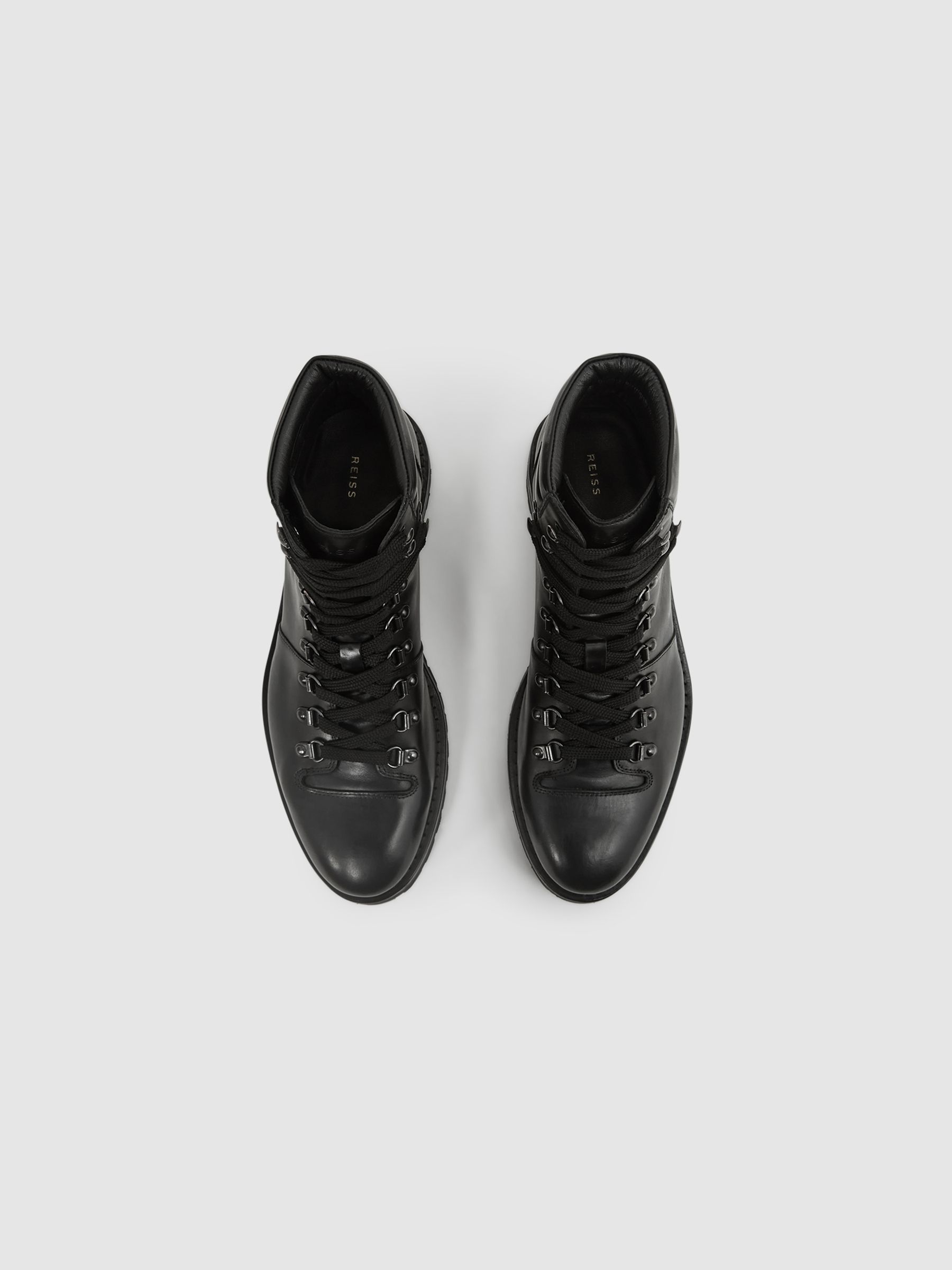 Leather Hiking Boots in Black - Image 7 of 7