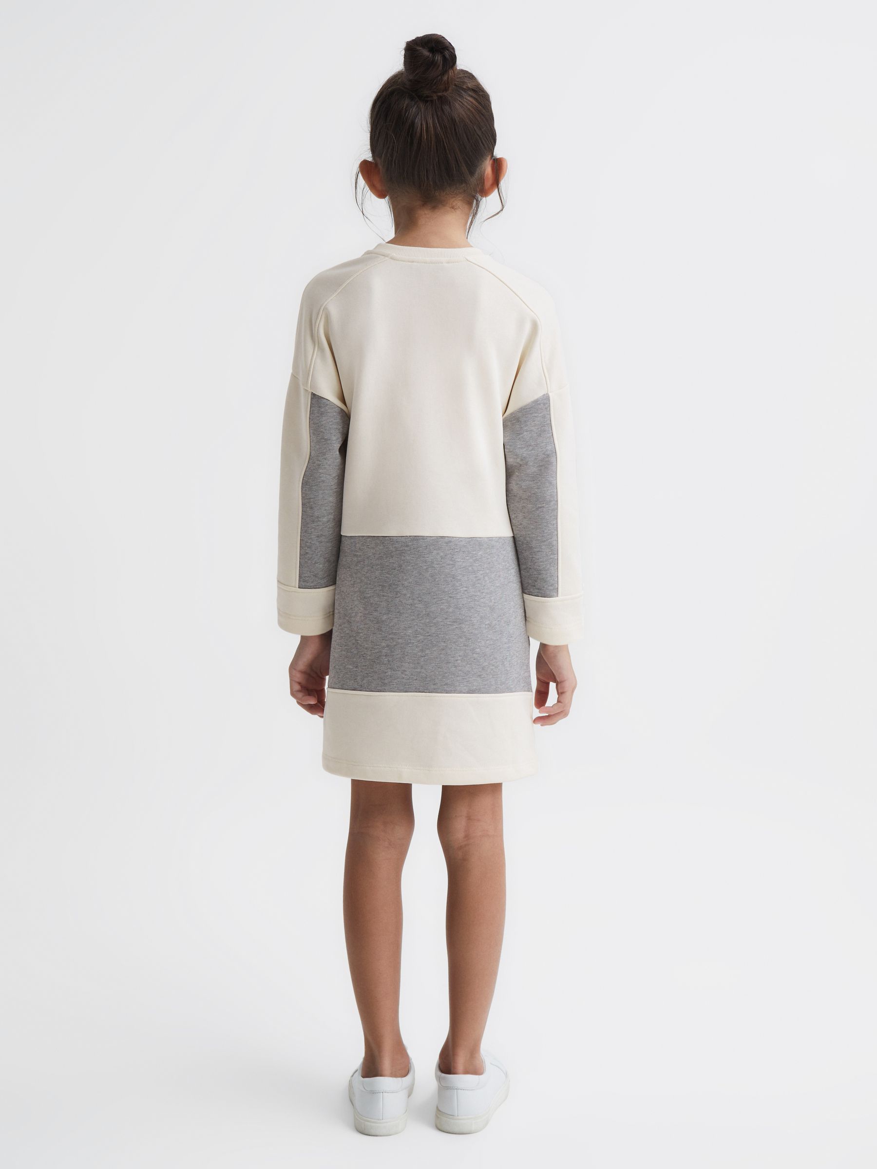 Junior Colourblock Sweater Dress in Pale Pink/Grey Marl - Image 5 of 7