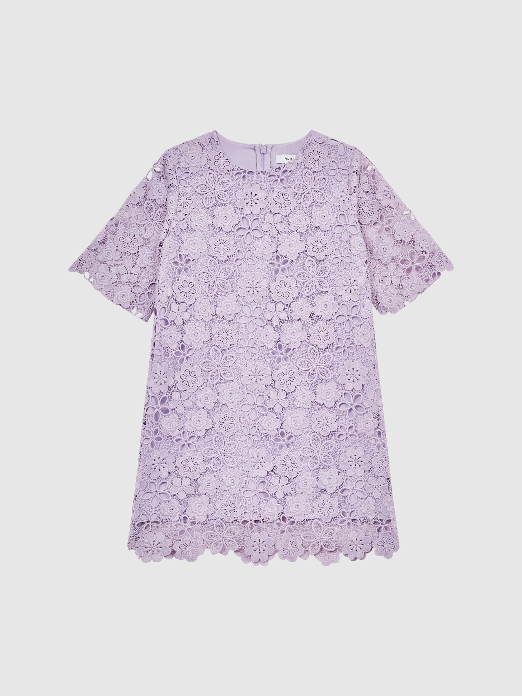 4-9 yrs Lace T-Shirt Dress in Lilac - Image 2 of 7