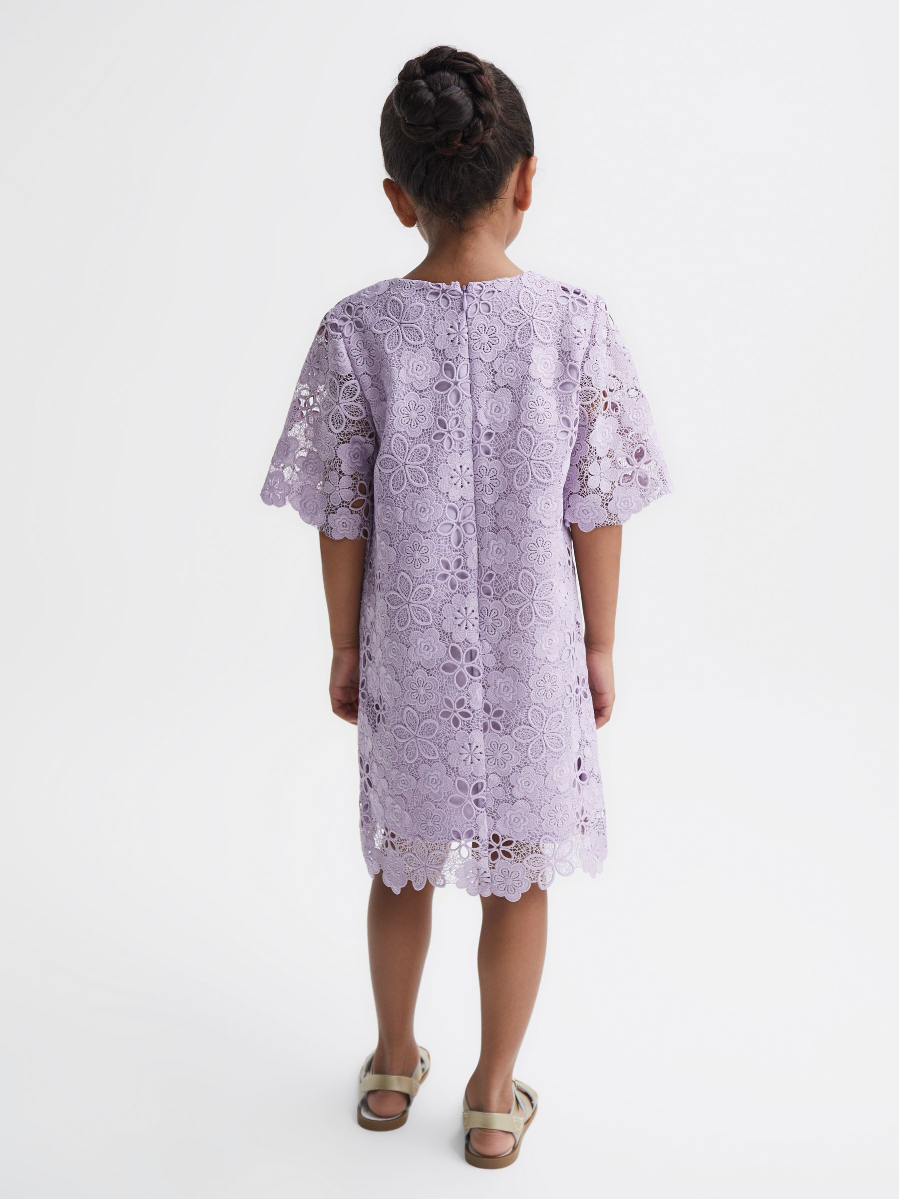 4-9 yrs Lace T-Shirt Dress in Lilac - Image 5 of 7