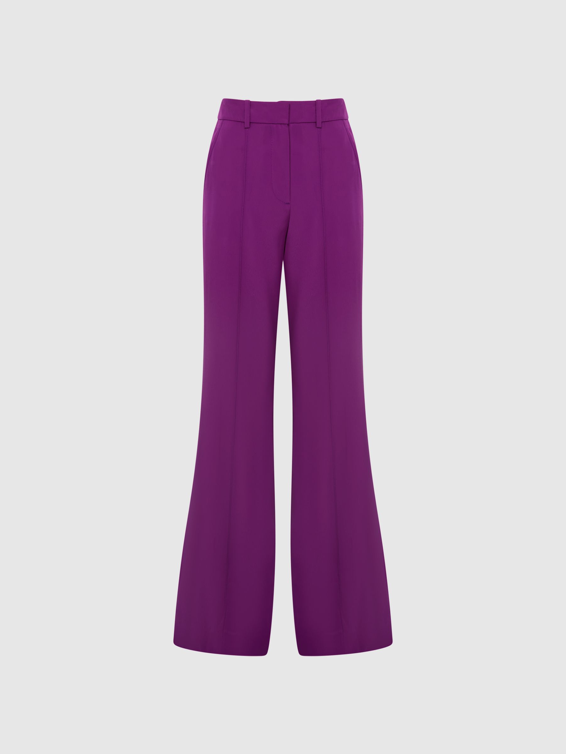 Reiss Petite Fluid Flare Trousers in Magenta | REISS