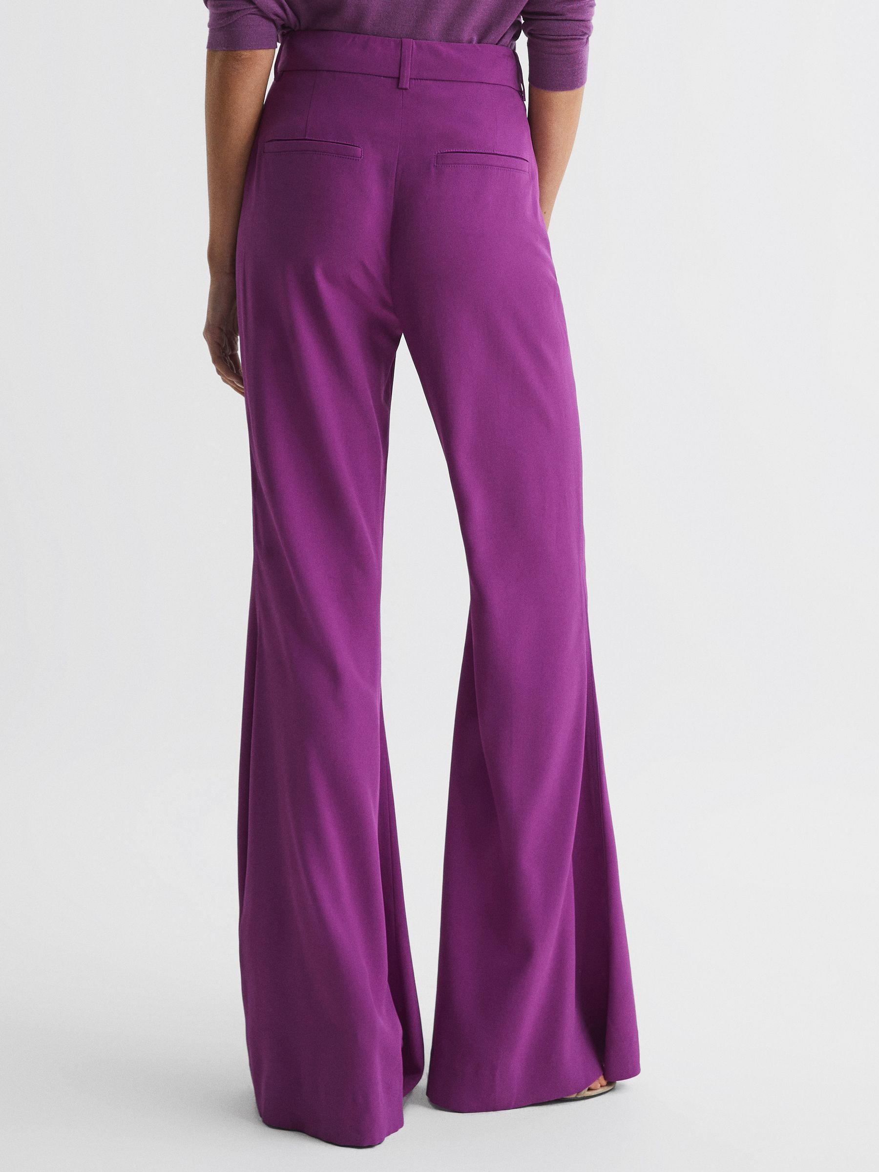 Petite Fluid Flare Trousers in Magenta - Image 5 of 6