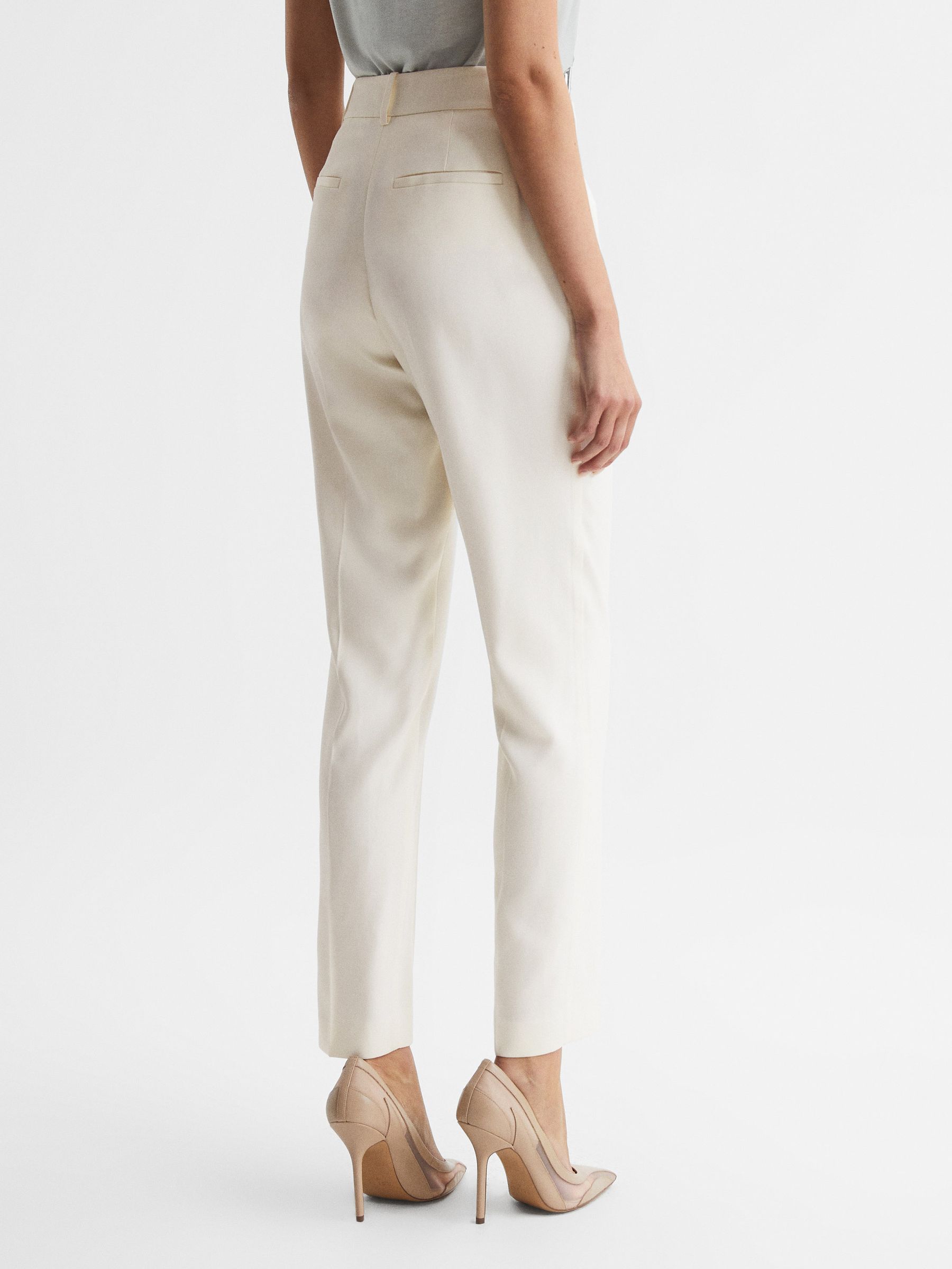 Slim Fit High Rise Trousers in Cream - Image 5 of 5
