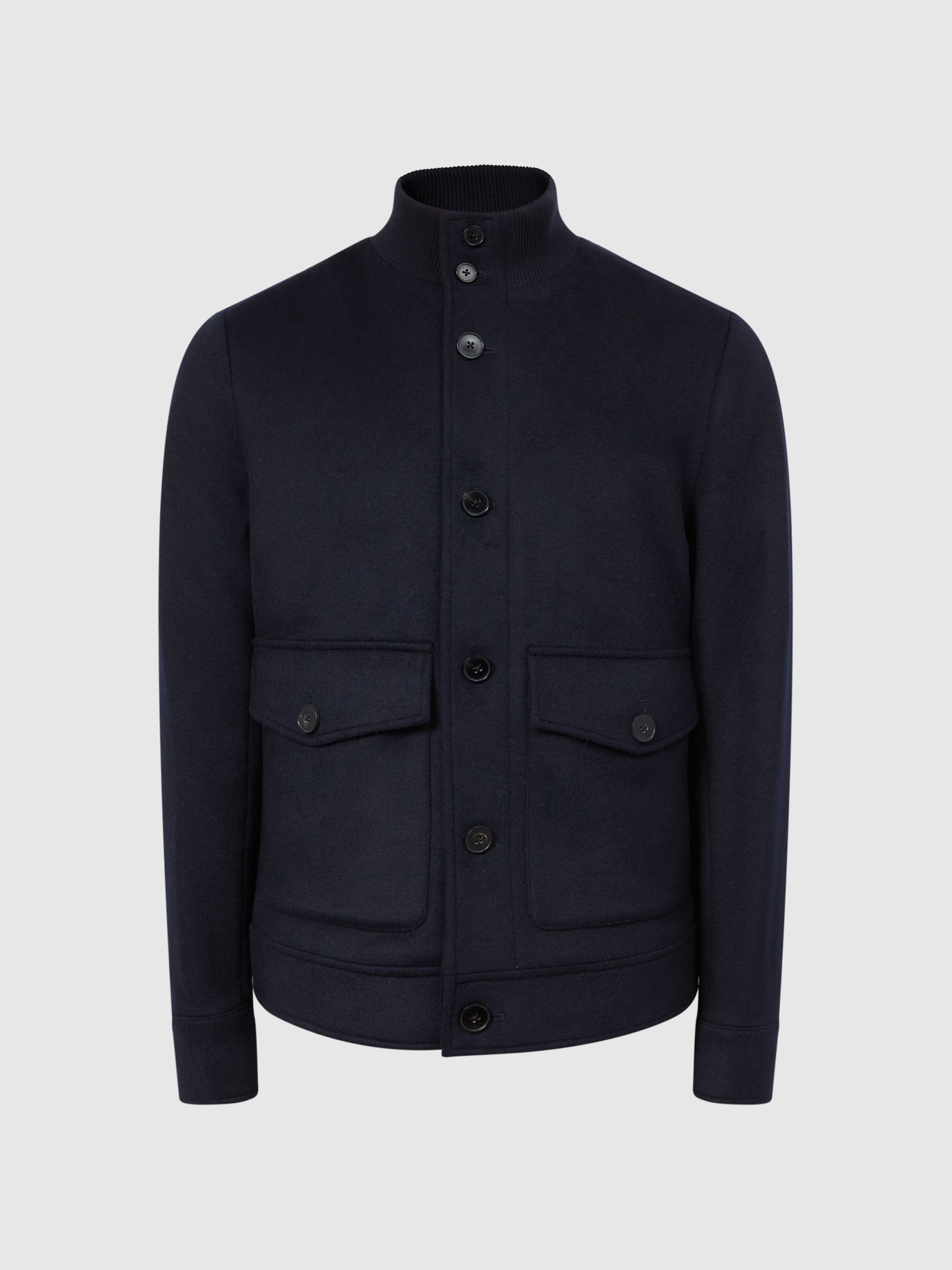 Wool Button-Through Jacket in Navy - Image 2 of 6