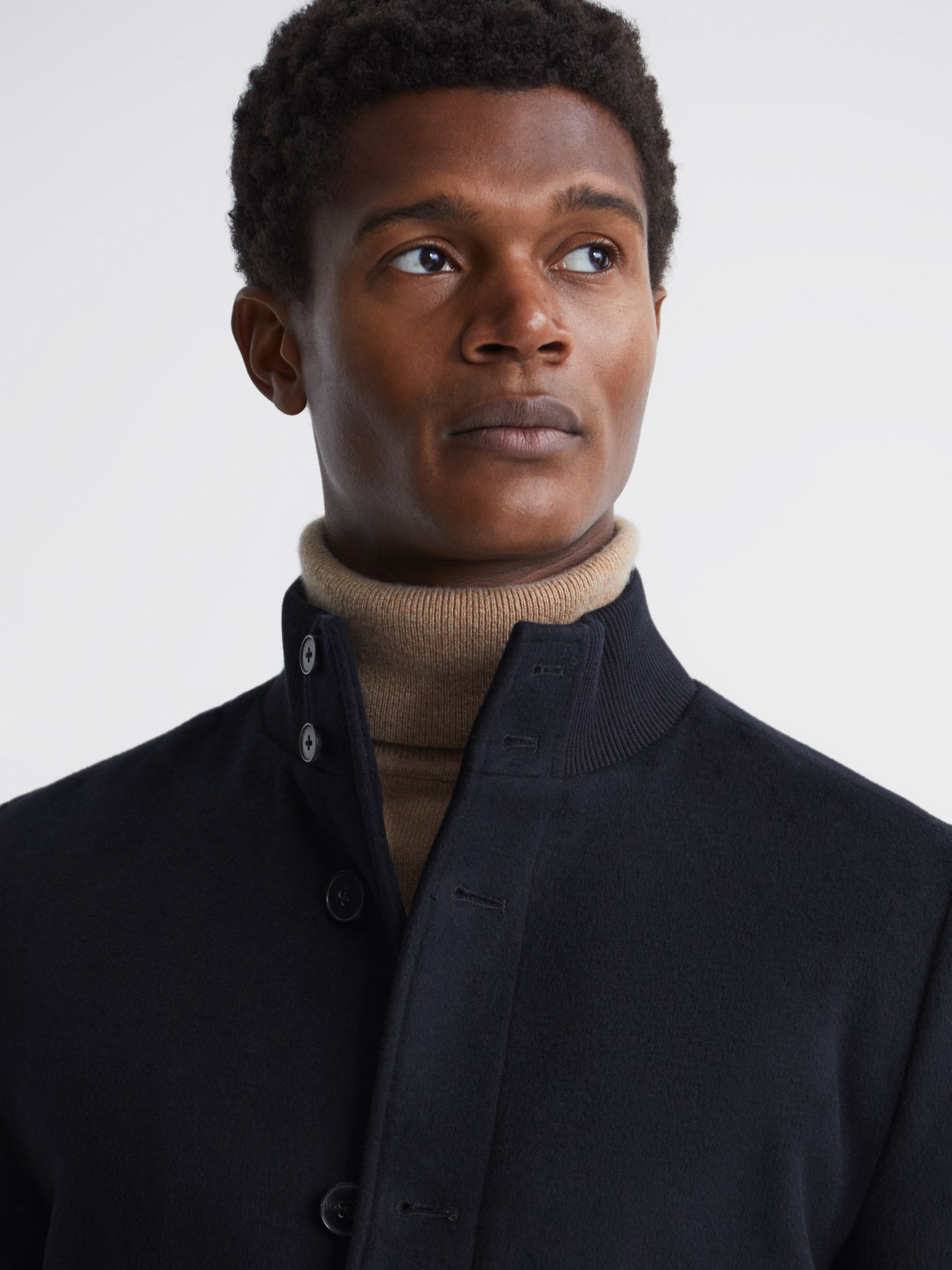 Wool Button-Through Jacket in Navy - Image 4 of 6