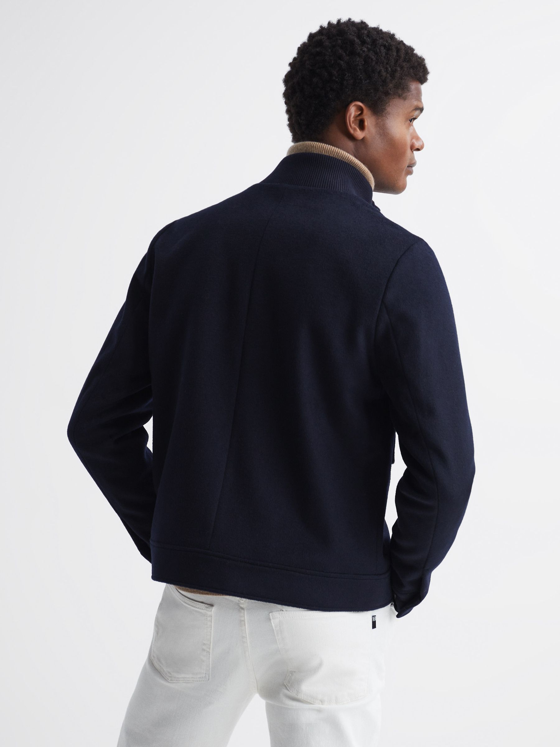 Wool Button-Through Jacket in Navy - Image 5 of 6