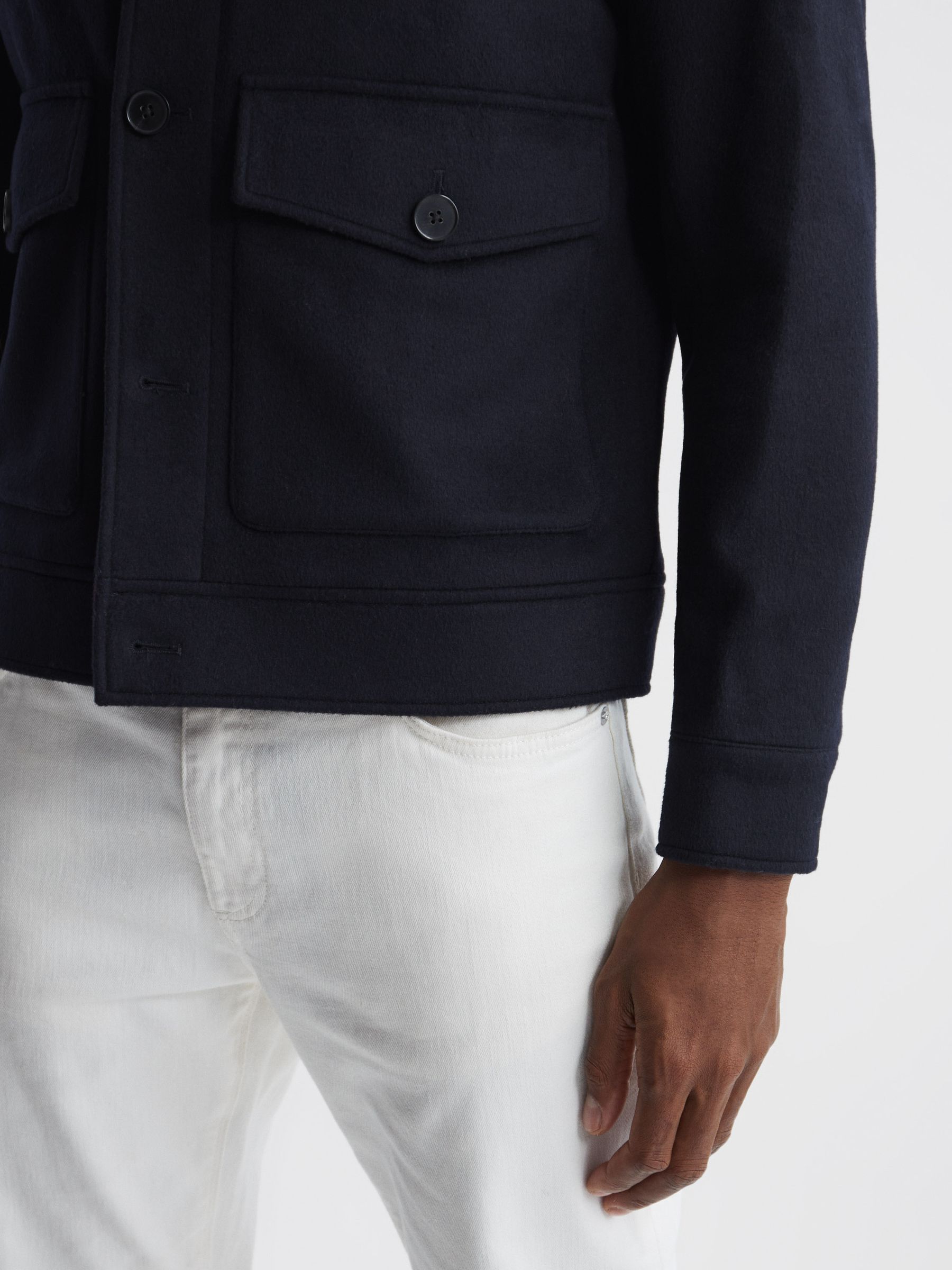 Wool Button-Through Jacket in Navy - Image 6 of 6