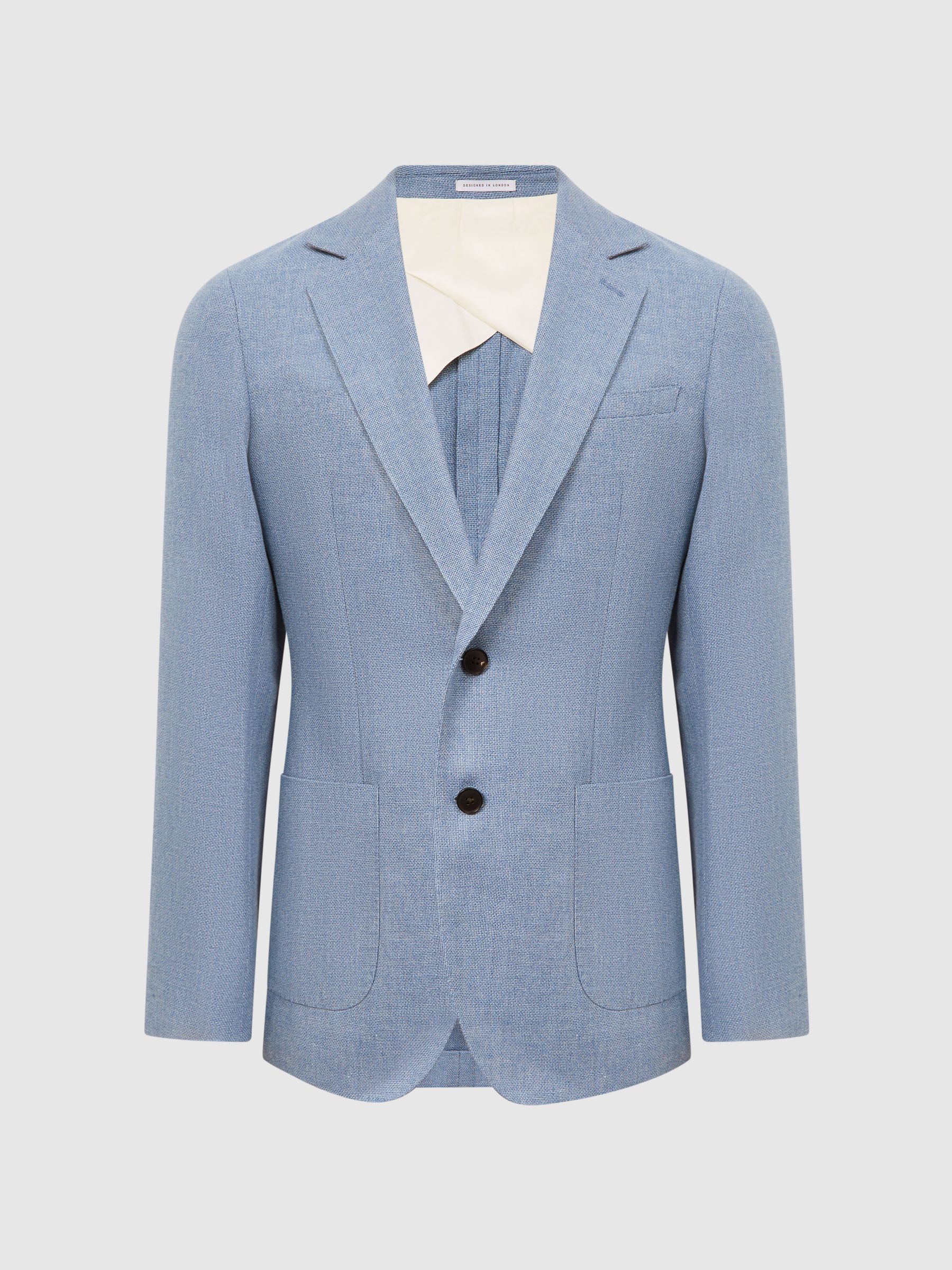 Single Breasted Patch Pocket Blazer in Soft Blue - Image 2 of 8