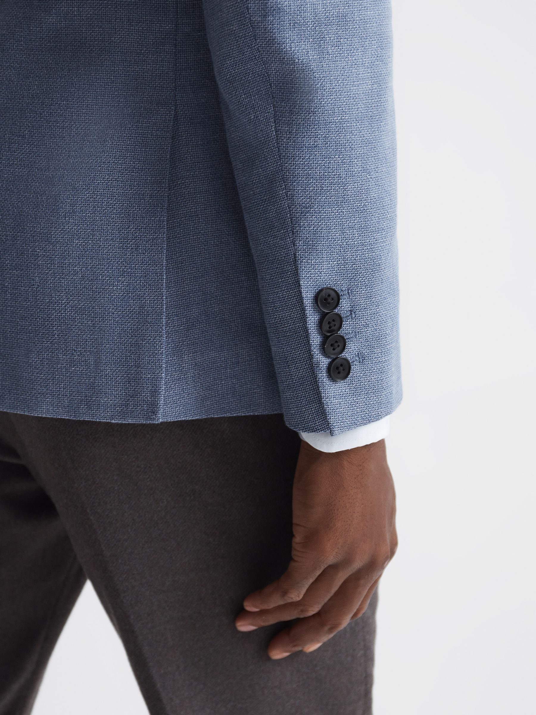 Single Breasted Patch Pocket Blazer in Soft Blue - Image 6 of 8