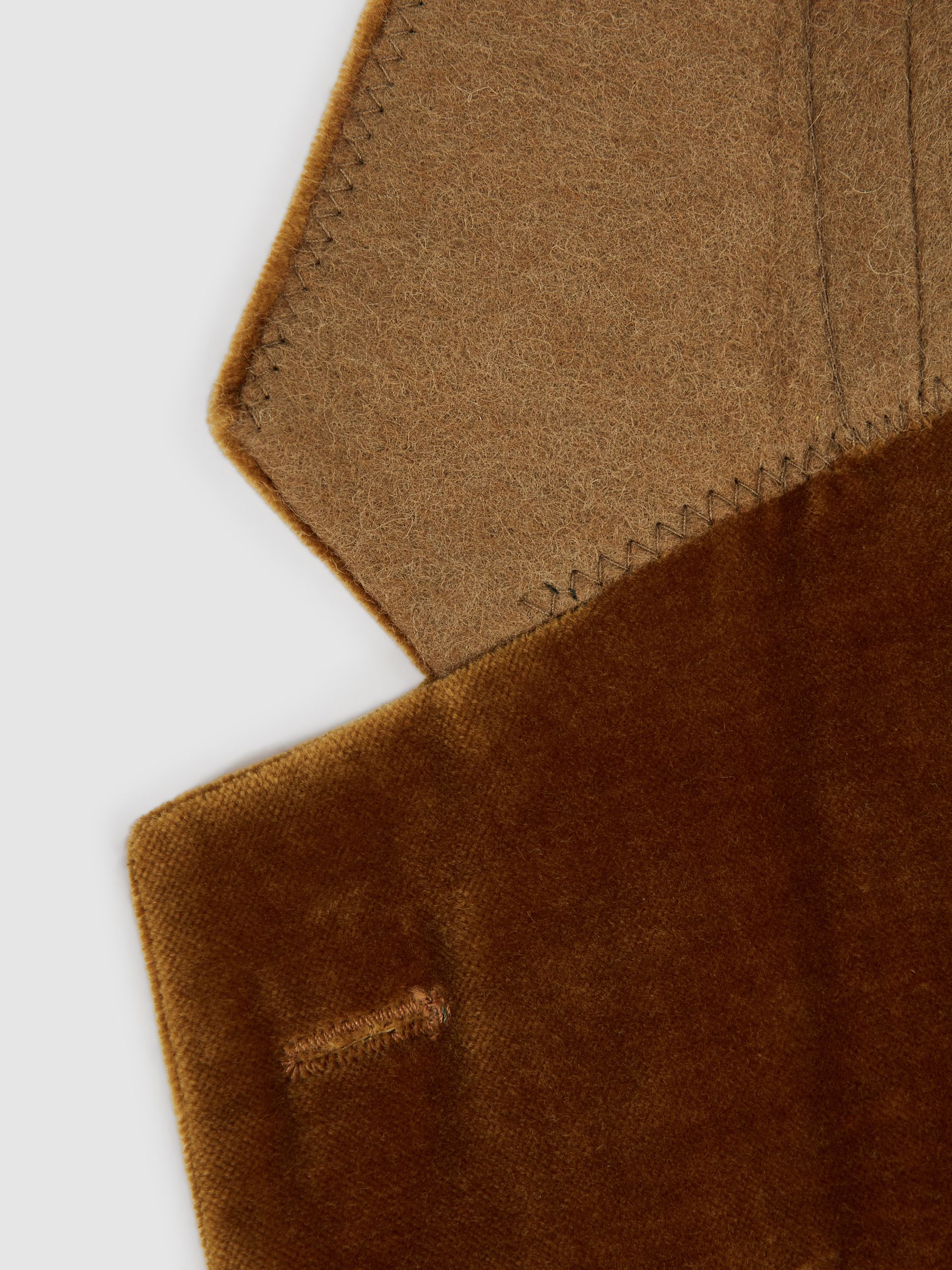 Slim Fit Single Breasted Velvet Blazer in Caramel - Image 6 of 8