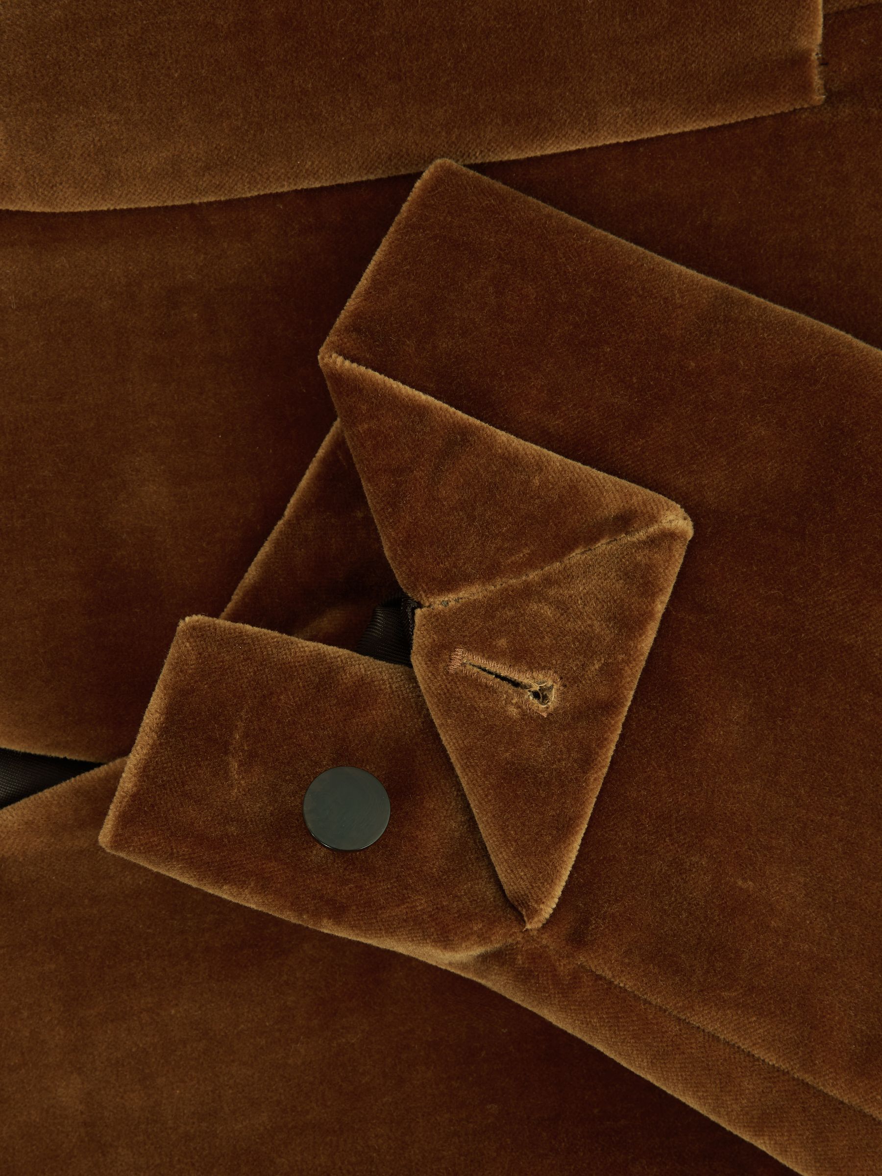 Slim Fit Single Breasted Velvet Blazer in Caramel - Image 8 of 8