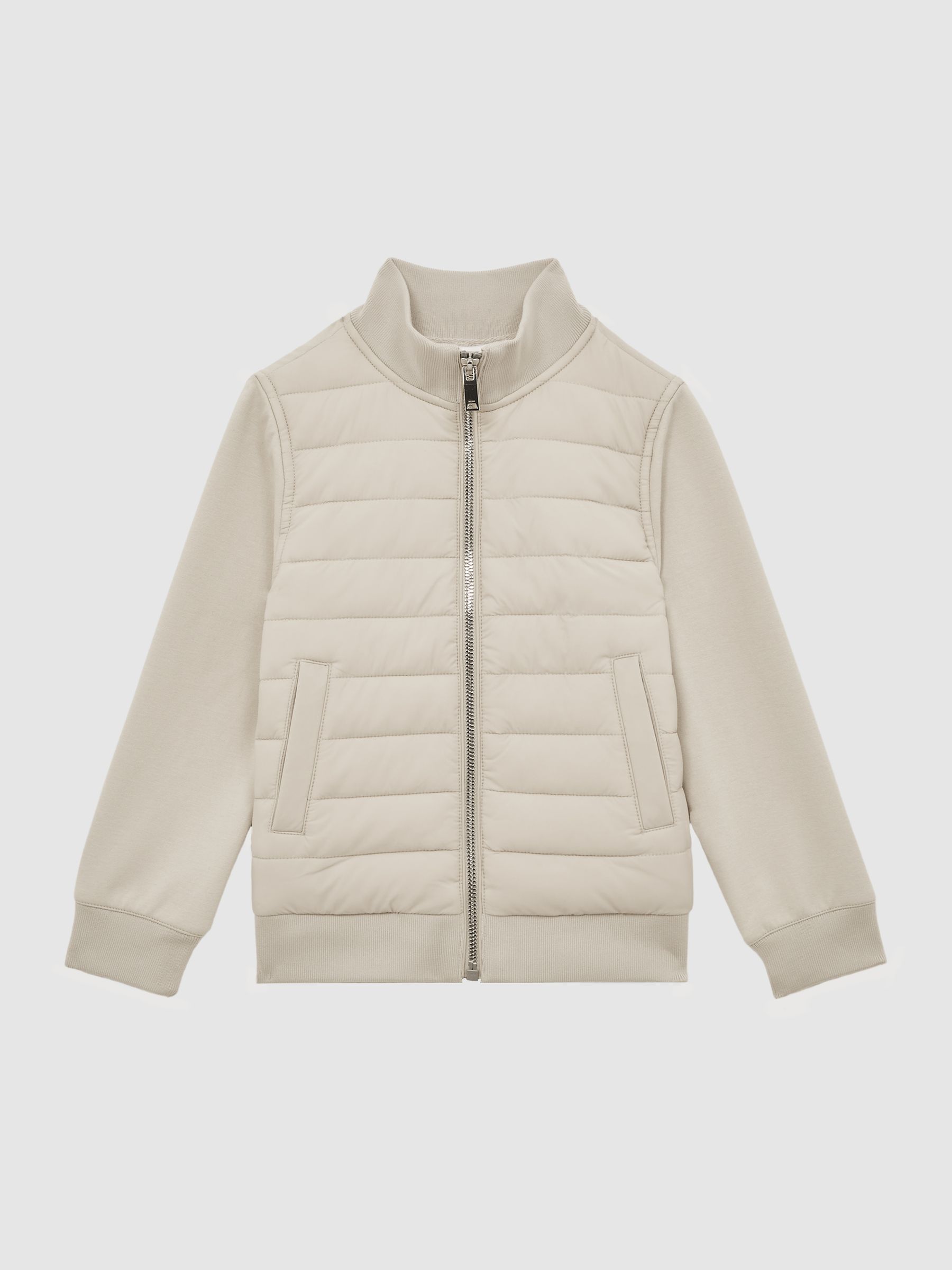 Senior Funnel Neck Quilted Hybrid Jacket in Stone - Image 2 of 6