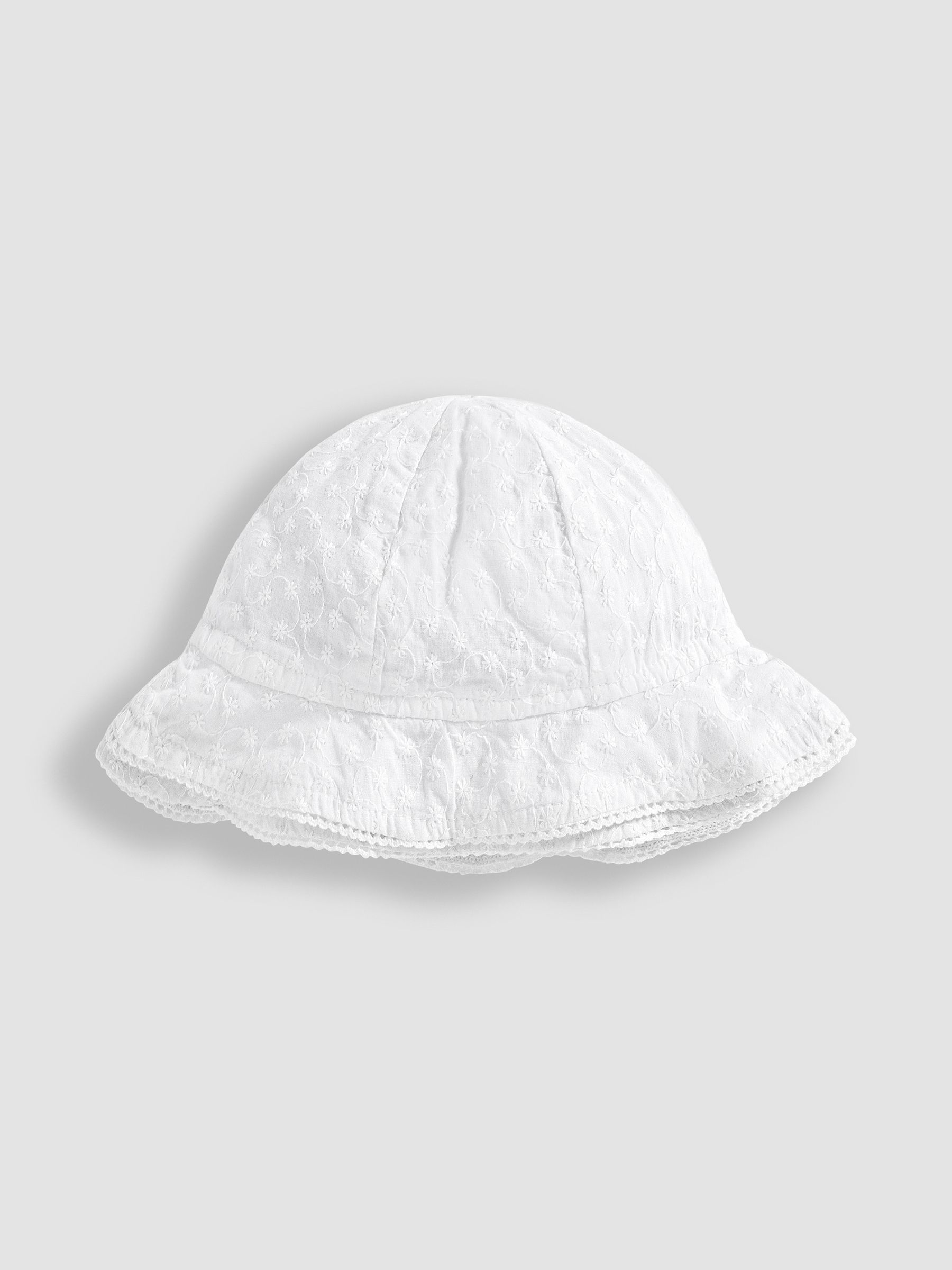 Broderie Anglaise Sun Hat in White - Image 2 of 4