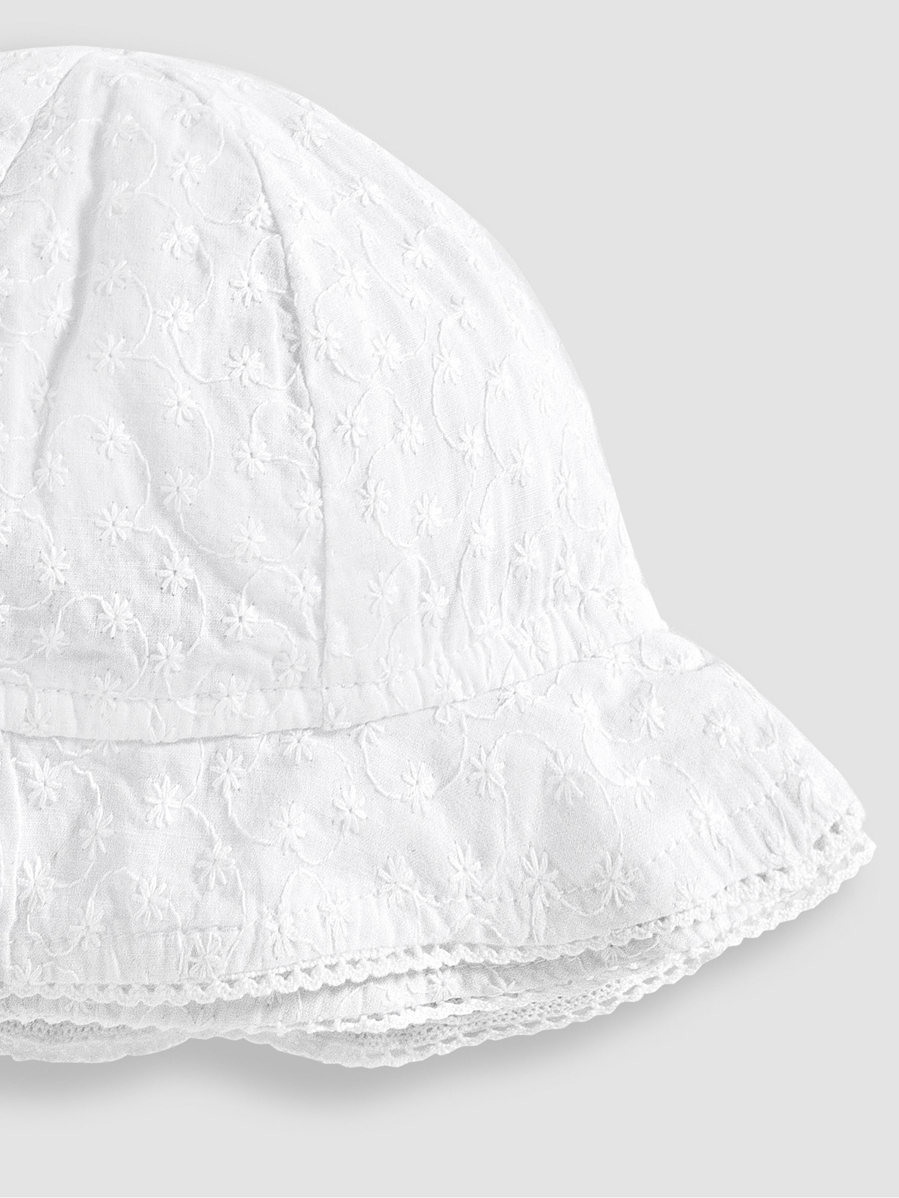 Broderie Anglaise Sun Hat in White - Image 3 of 4