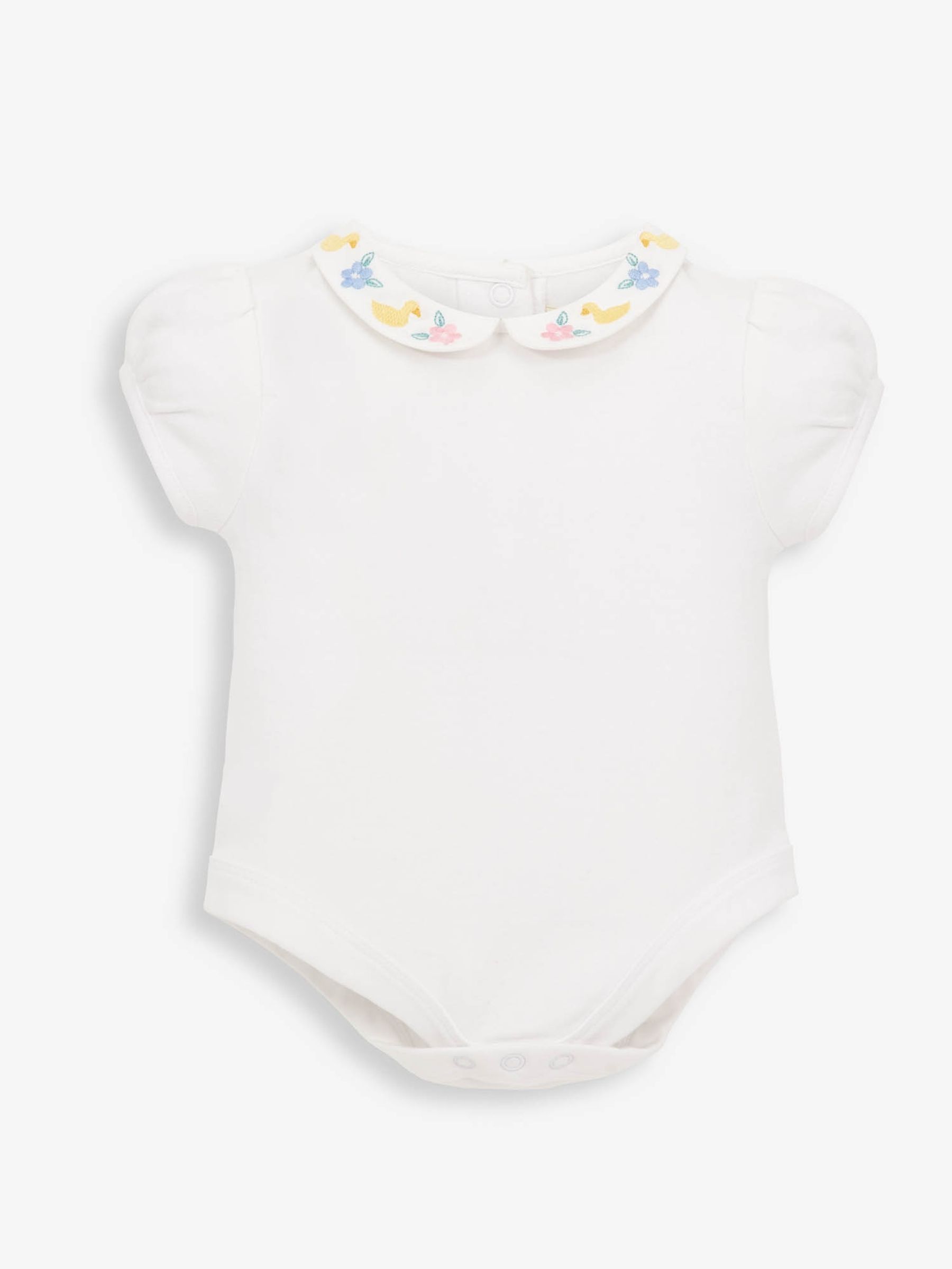 White Flower & Duck Embroidered Collar Bodysuit - Image 1 of 2