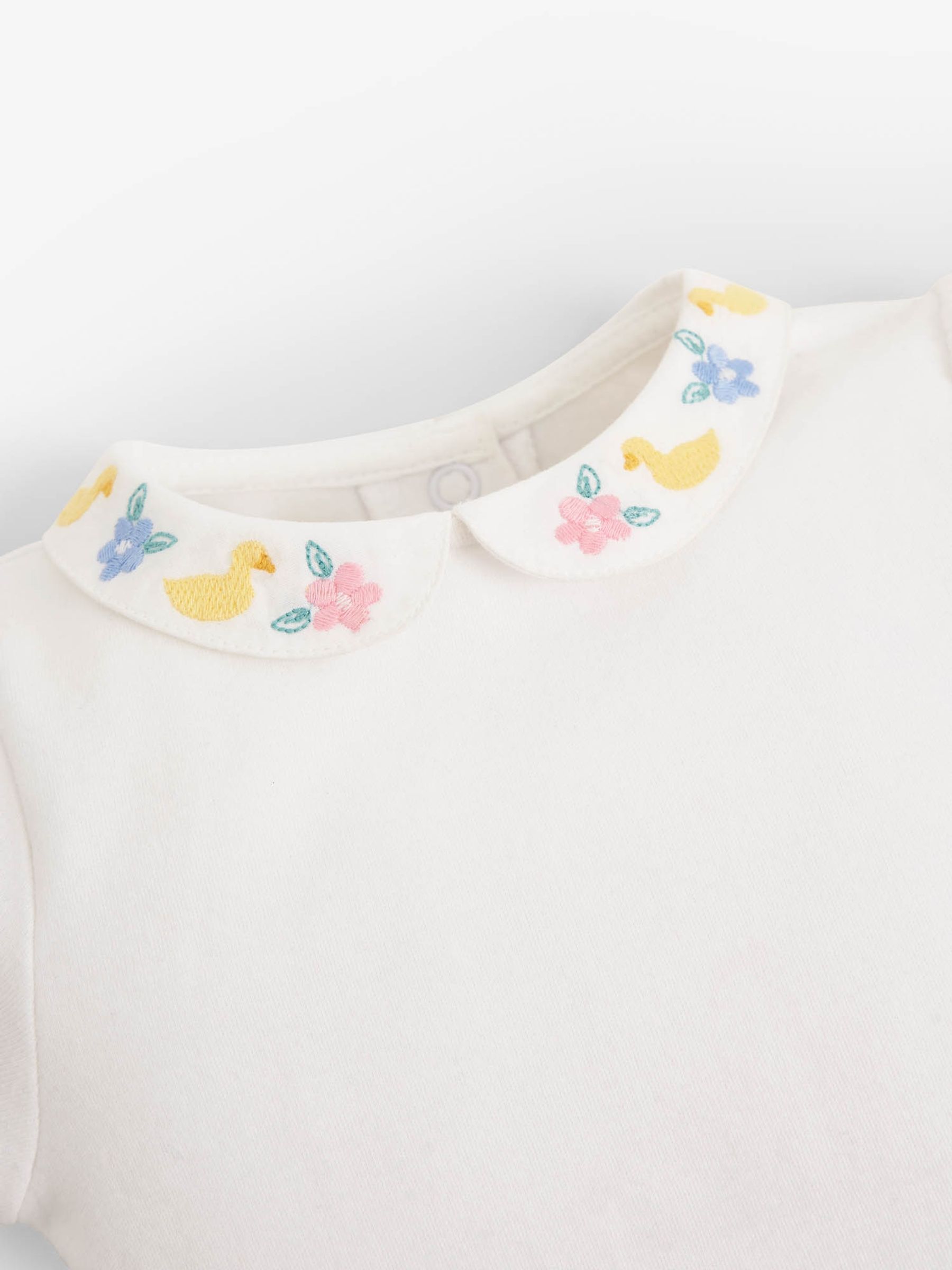 White Flower & Duck Embroidered Collar Bodysuit - Image 2 of 2